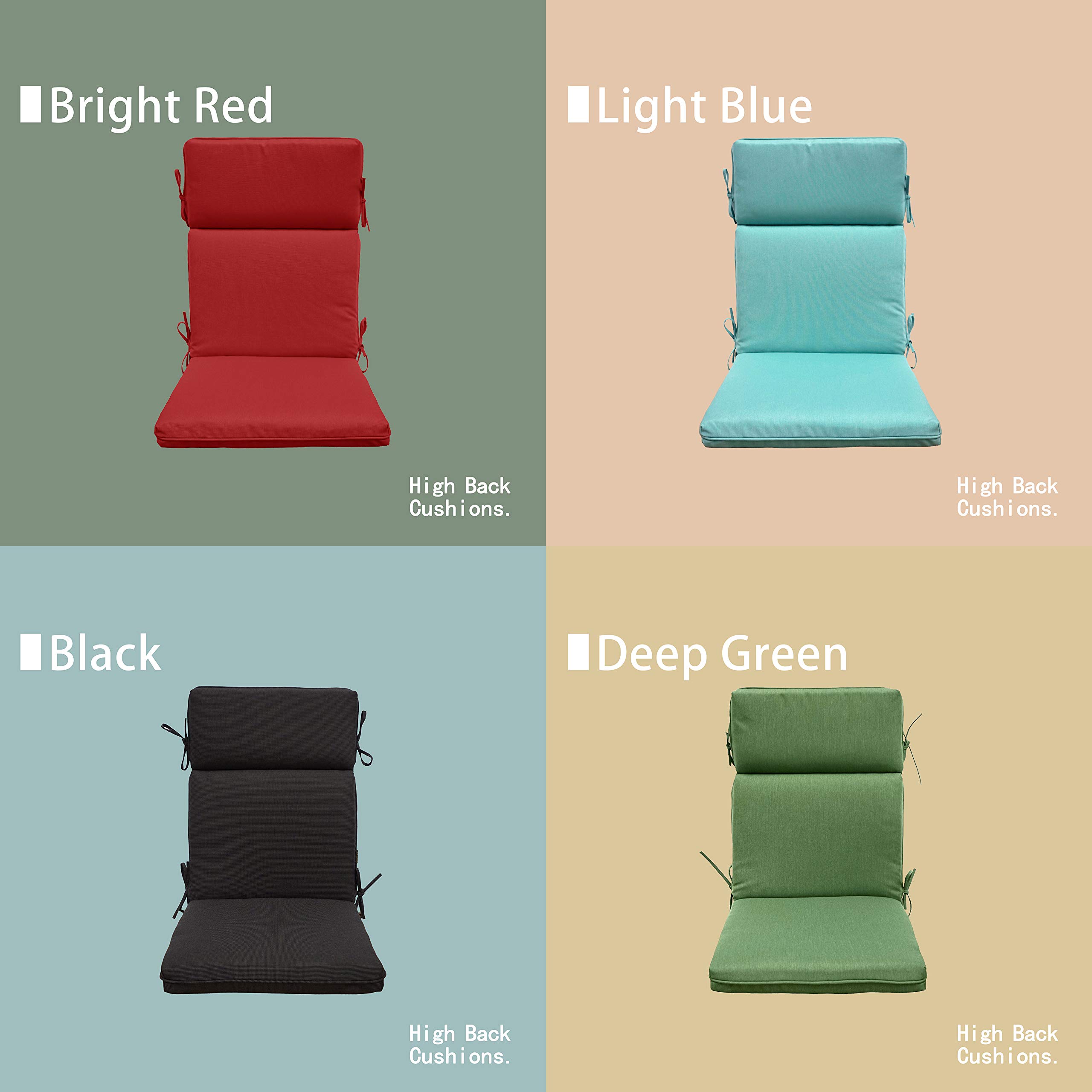 BOSSIMA High Back Chair Cushions Set of 4 - Indoor/Outdoor Waterproof Patio Seat Cushions (Olefin Fabric, Deep Green) - Perfect for Garden, Poolside & Deck Furniture