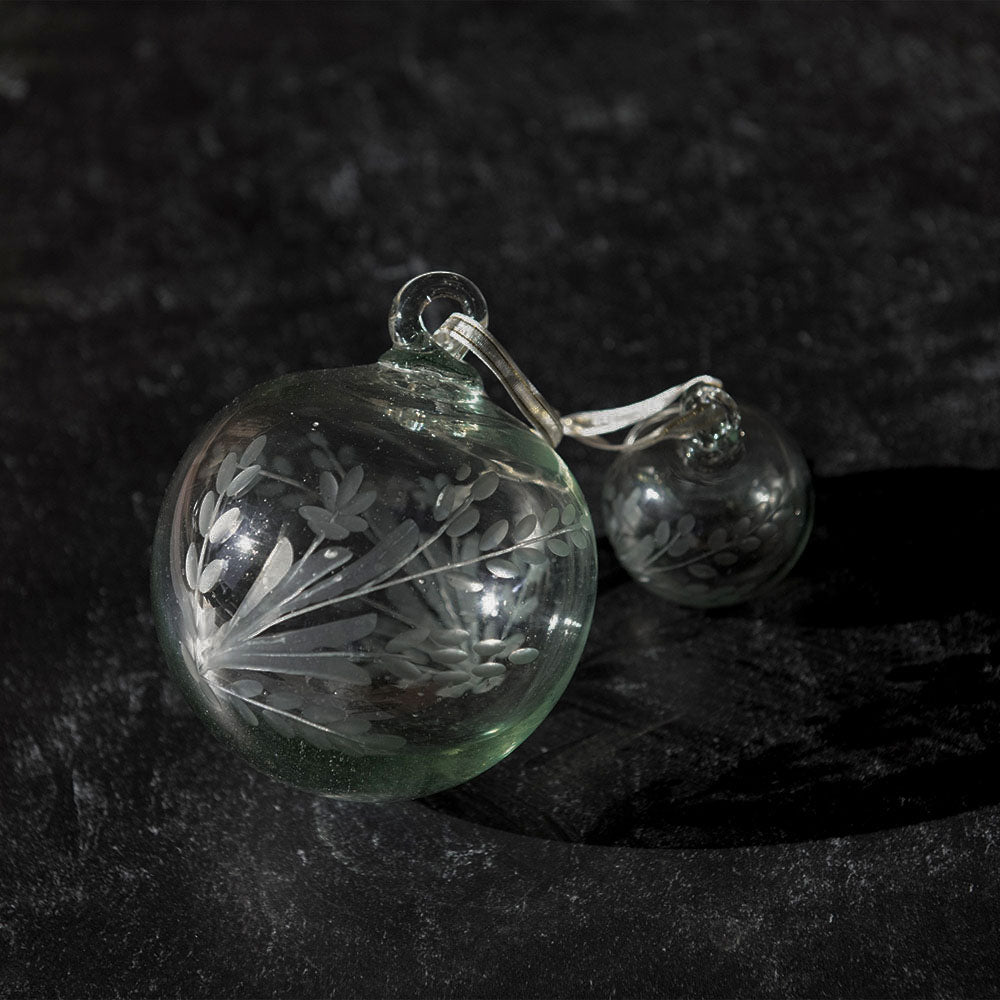 Handblown Etched Glass Christmas Ornament - Large Holiday Decoration for Tree, Gift, and Home Décor | Perfect for Christmas, Weddings, and Special Occasions