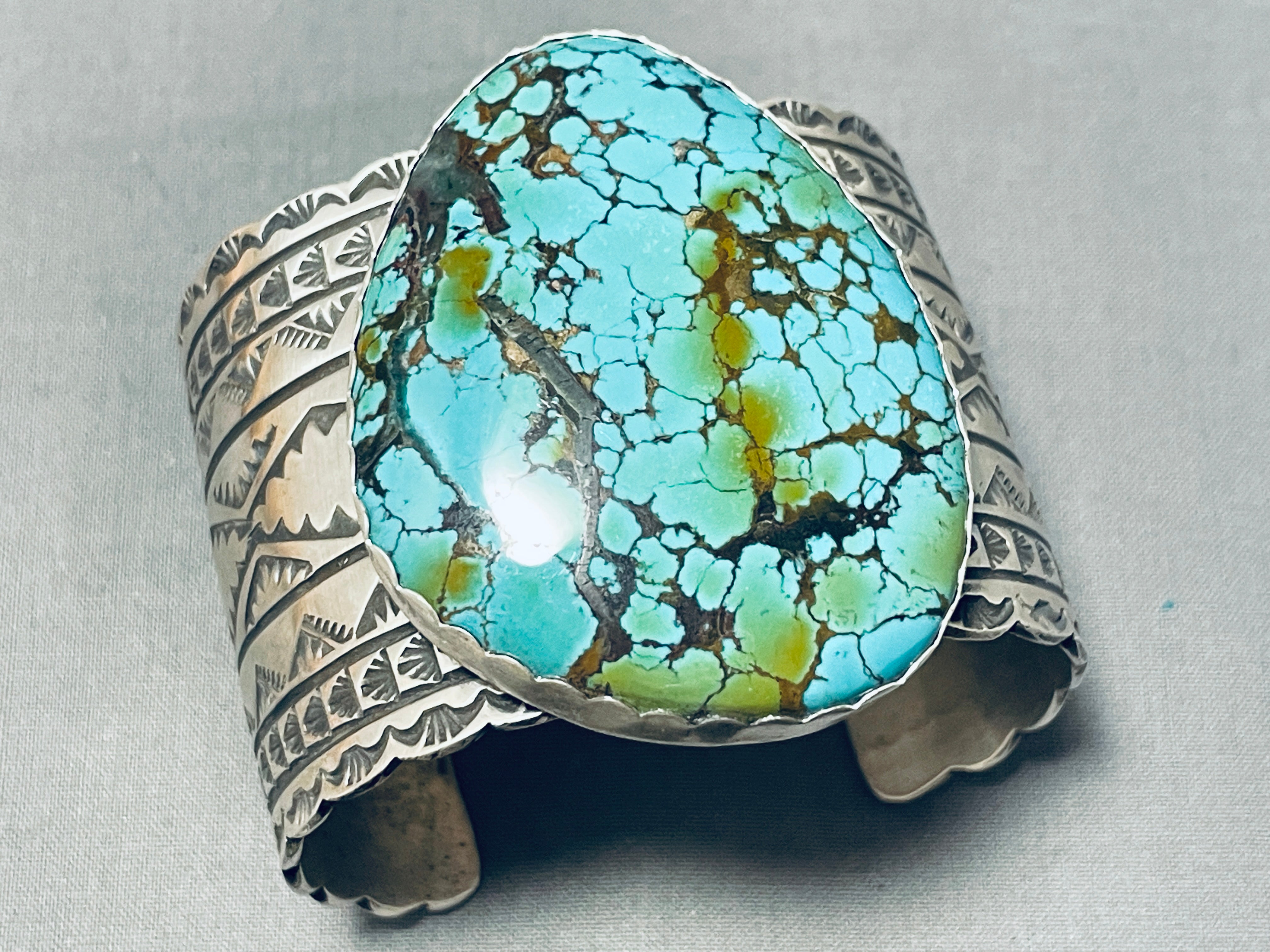 100+ Gram Authentic Native American Navajo Spiderweb Turquoise Sterling Silver Bracelet - Handmade Southwest Jewelry for Women & Men - Perfect for Boho, Western & Festival Fashion