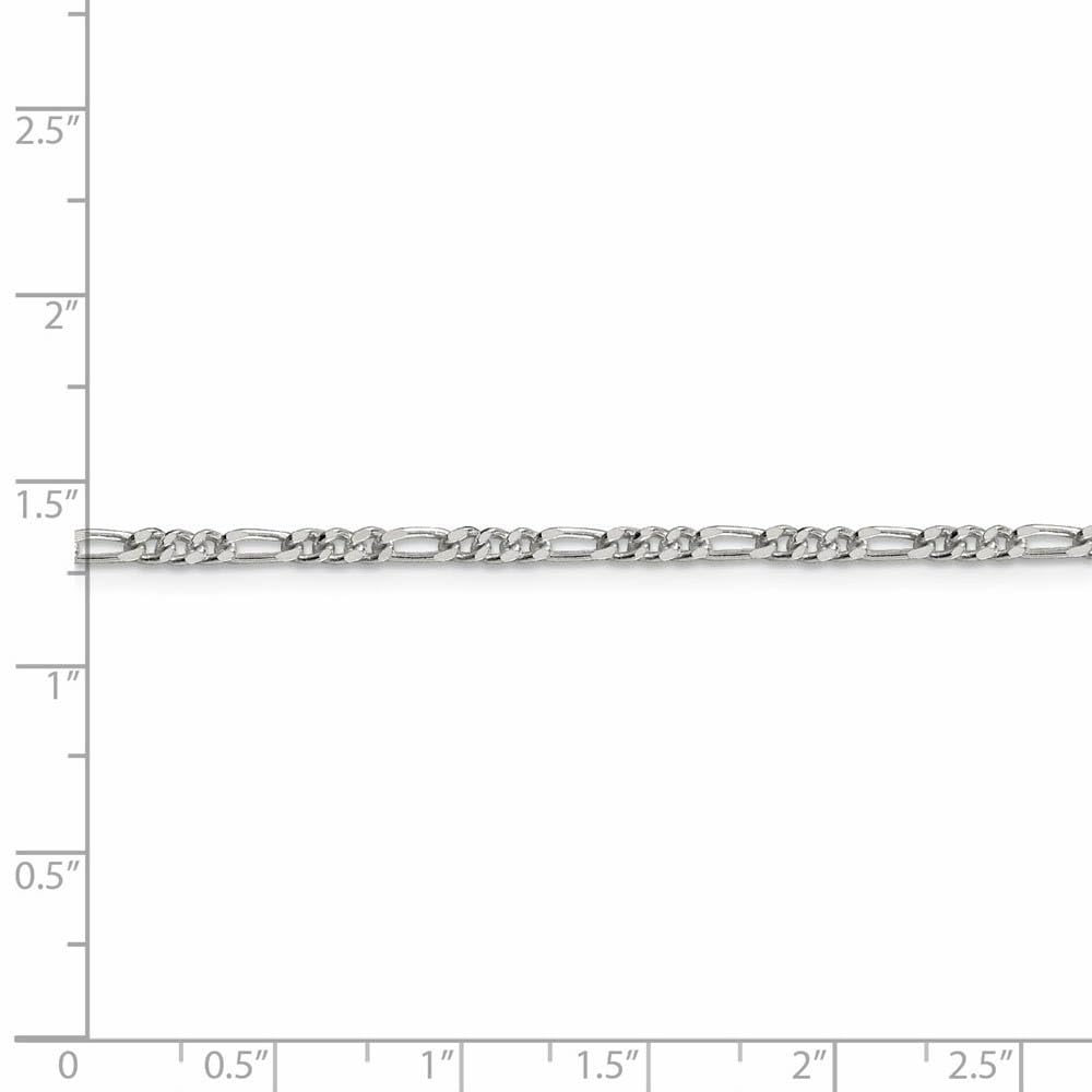 Sterling Silver 2.5mm Figaro Chain Anklet - Elegant Black Bow for Women