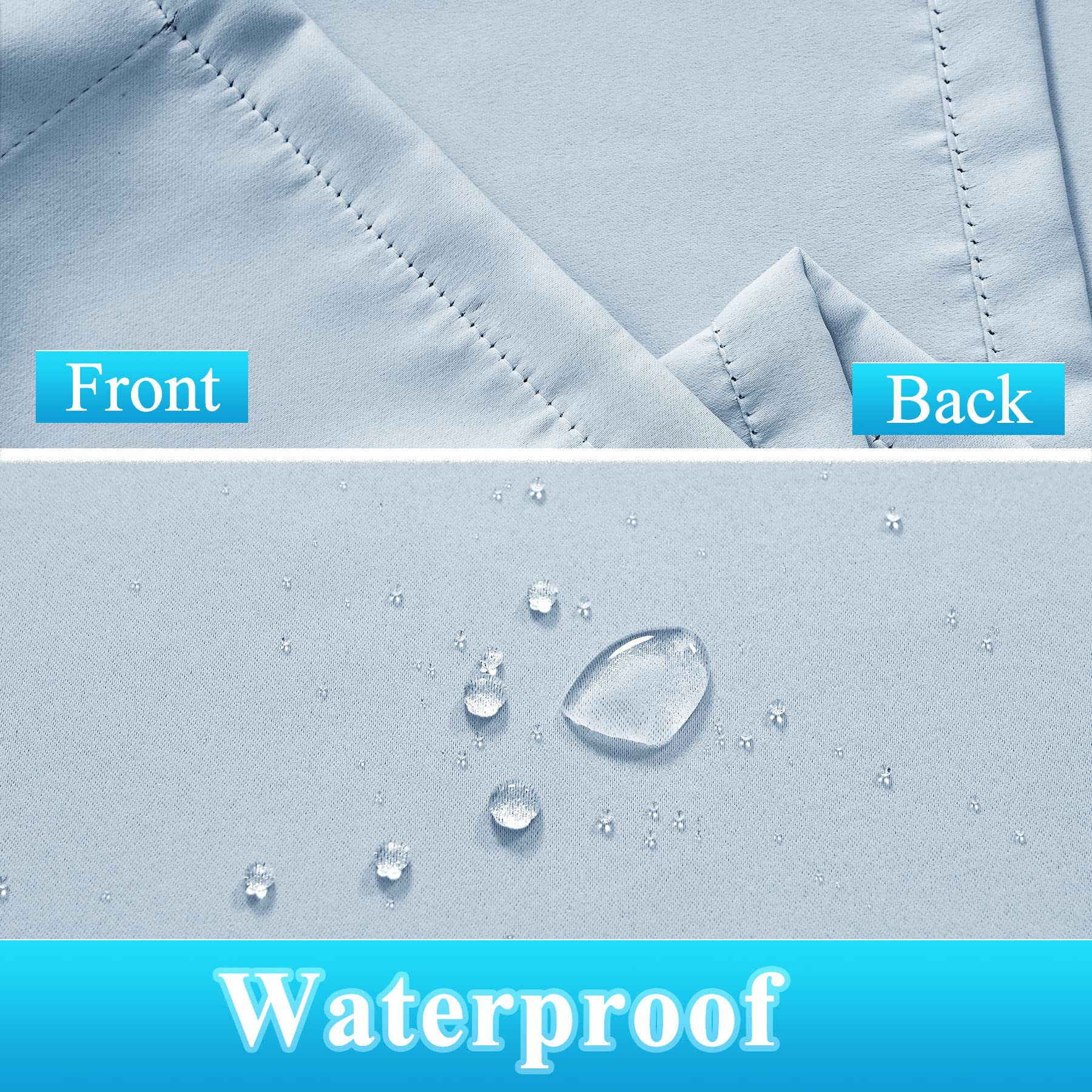 Frement Extra Long Outdoor Curtains - 84W x 120L Windproof Thermal Insulated Window Drapes for Patio, Porch & Canopy - Sky Blue Waterproof Curtain Panels with Anti-Rust Grommets (1 Panel) - Perfect for Sun Protection, Privacy & Outdoor Decor