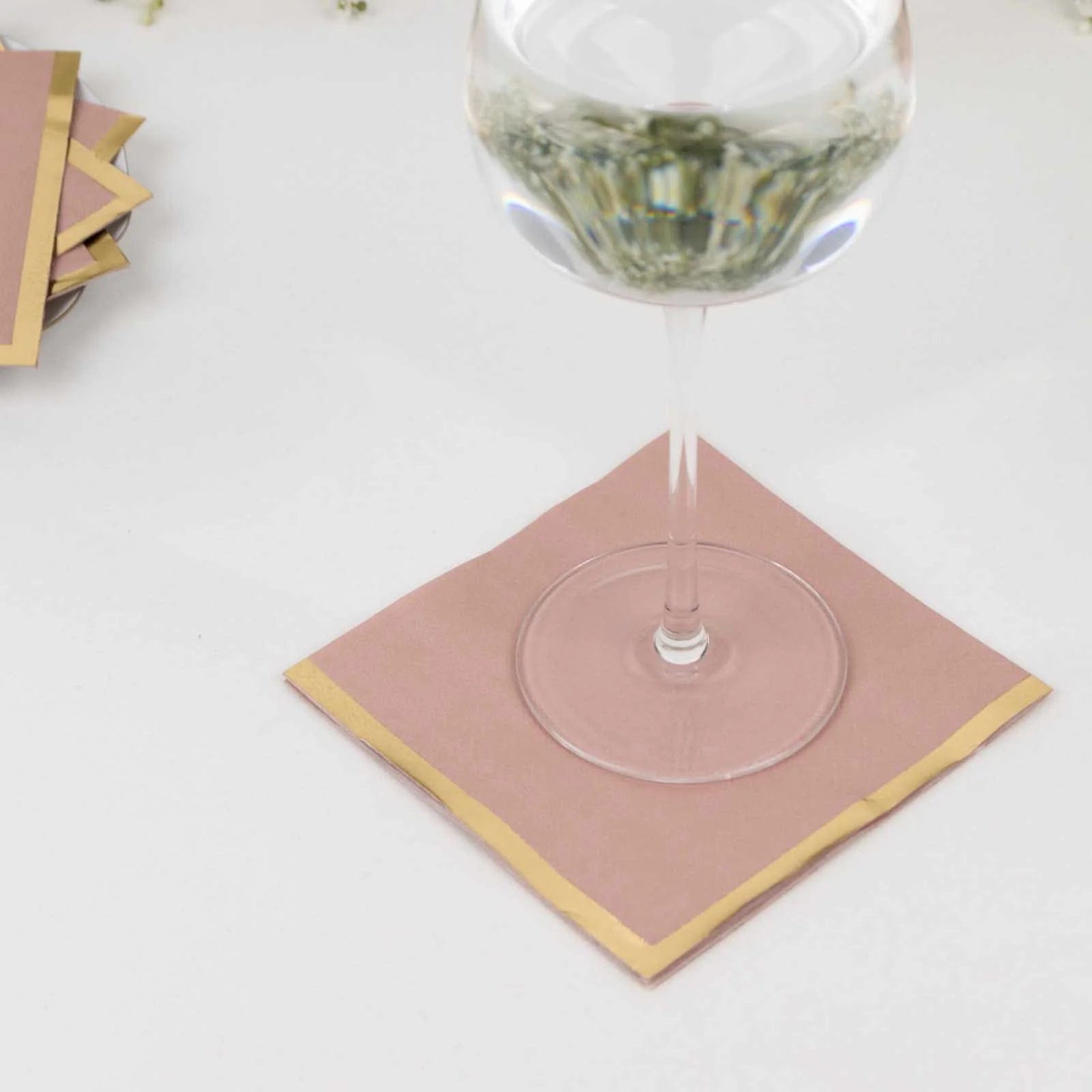 50 Soft 2-Ply Disposable Dinner Cocktail Napkins with Gold Foil Edge - Elegant Party Tableware for Weddings, Events & Home Entertaining