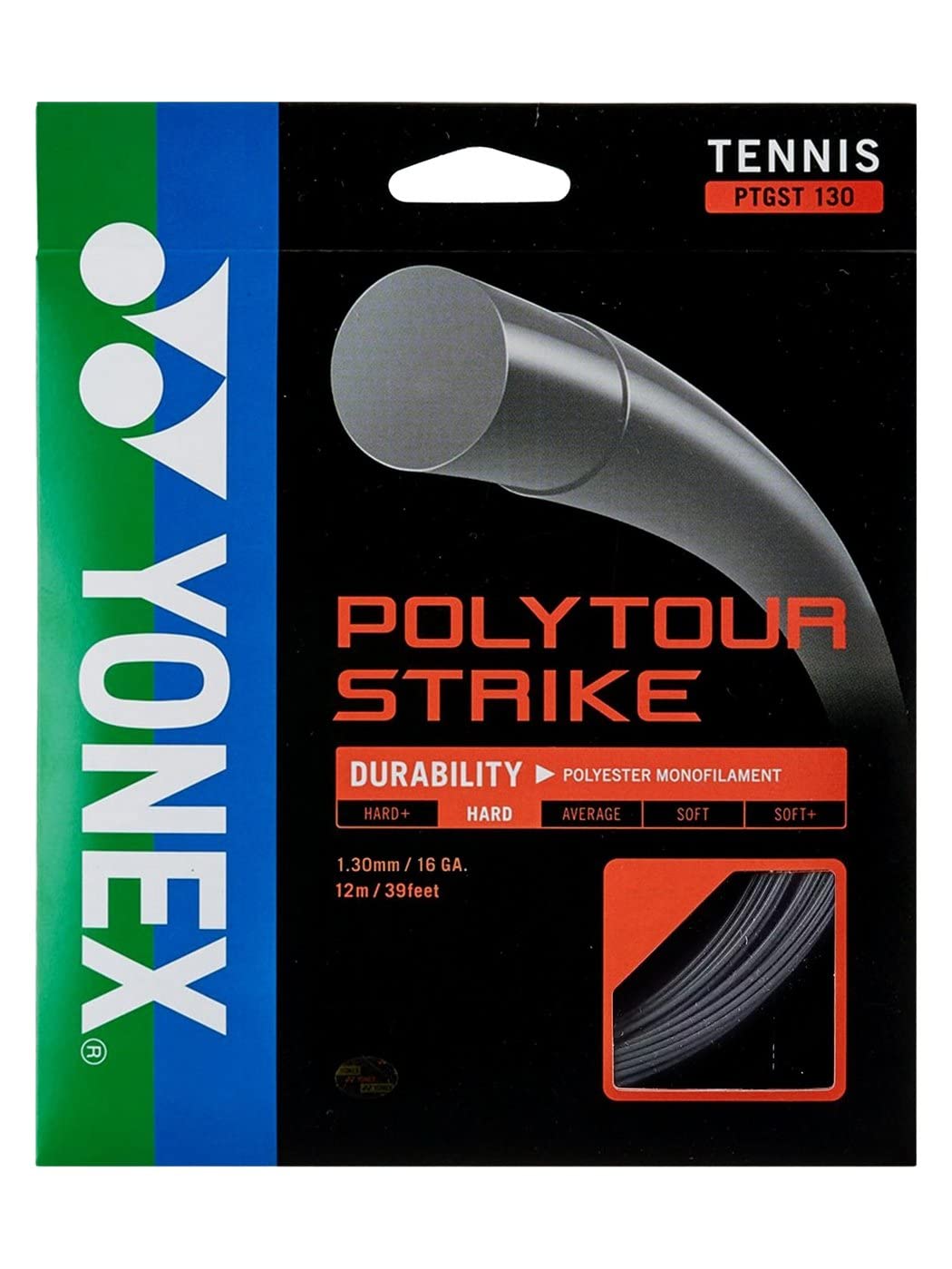 YONEX Poly Tour Strike Tennis String - Iron Gray | High-Performance Polyester String for Tennis Rackets | Perfect for Competitive Play & Training Sessions