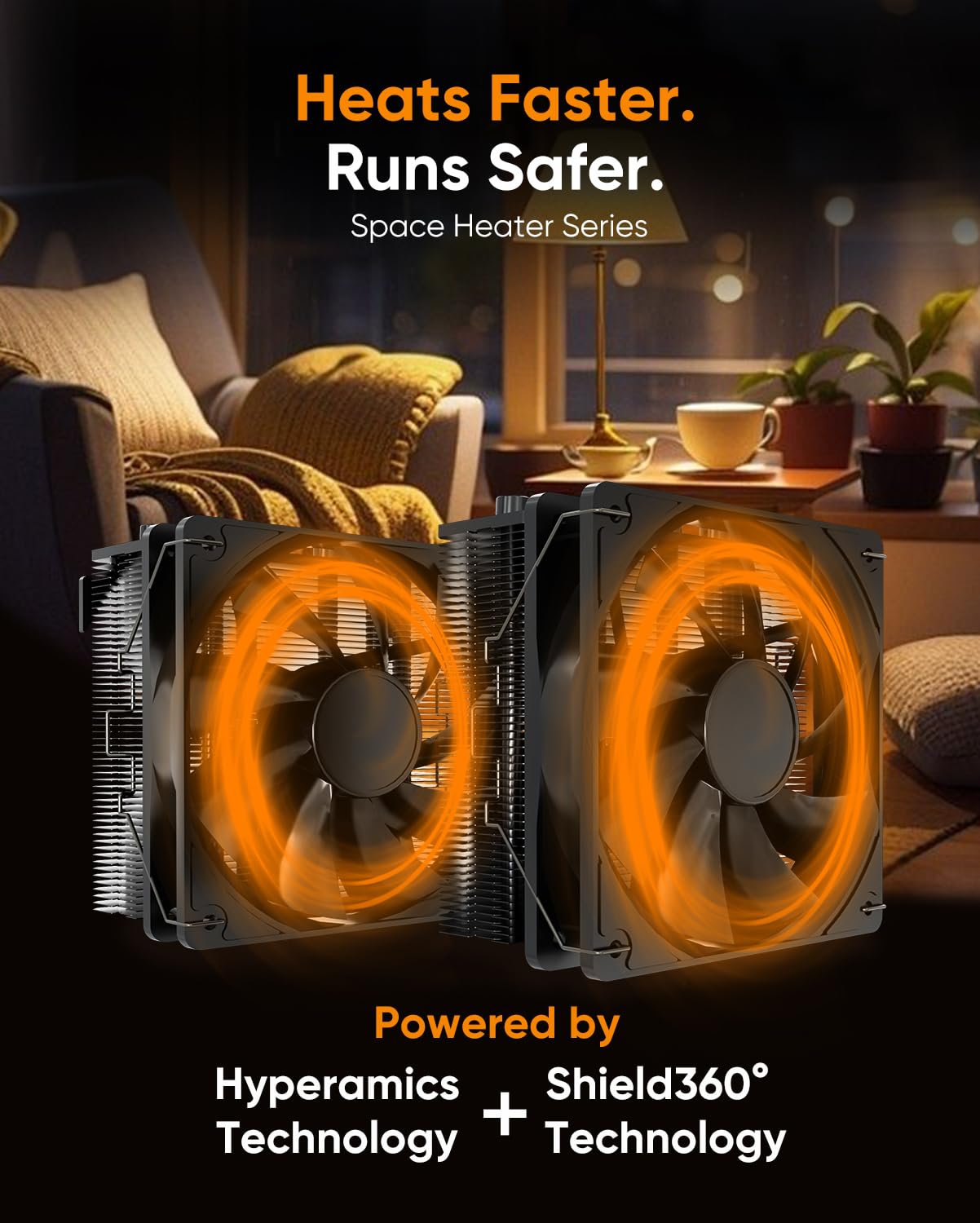 PGYIOO 1500W Portable Space Heater with 12 PTC Ceramic Heating Sheets - 99°F Adjustable Temperature, 13-Hour Timer, Safe for Bedroom, Office & Home Use | Perfect for Winter Heating & Energy Saving