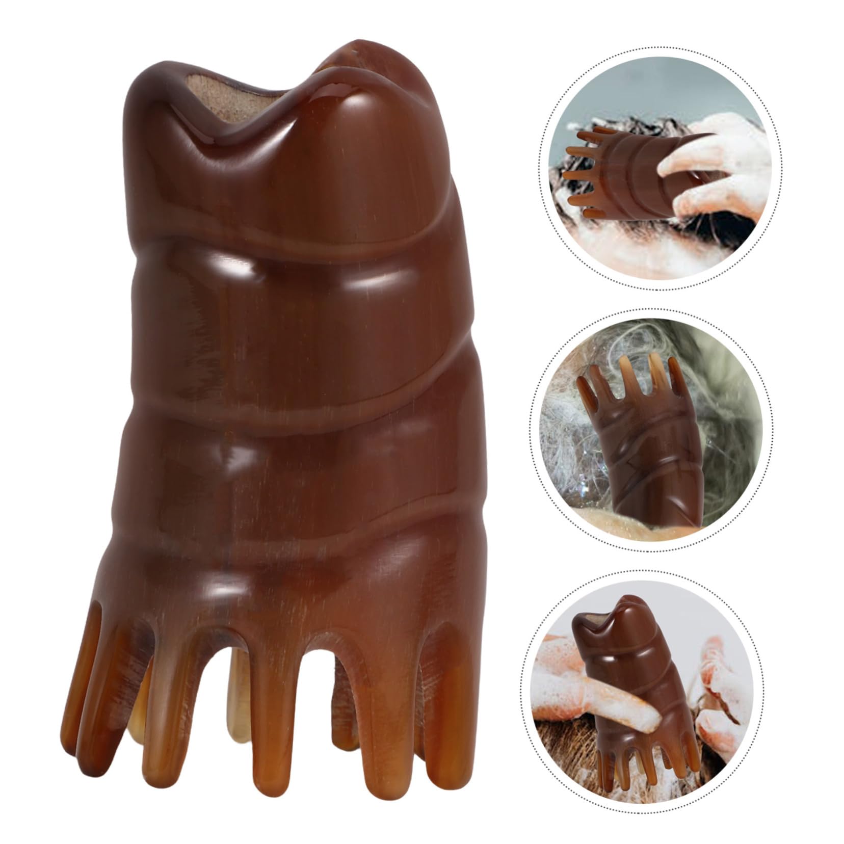 **Natural Ox Horn Shampoo Brush & Scalp Massager - Anti-Static Wide Tooth Comb for Hair Care & Scalp Exfoliation (Light Brown) - Perfect for Daily Hair Washing, Scalp Relaxation & Detangling**