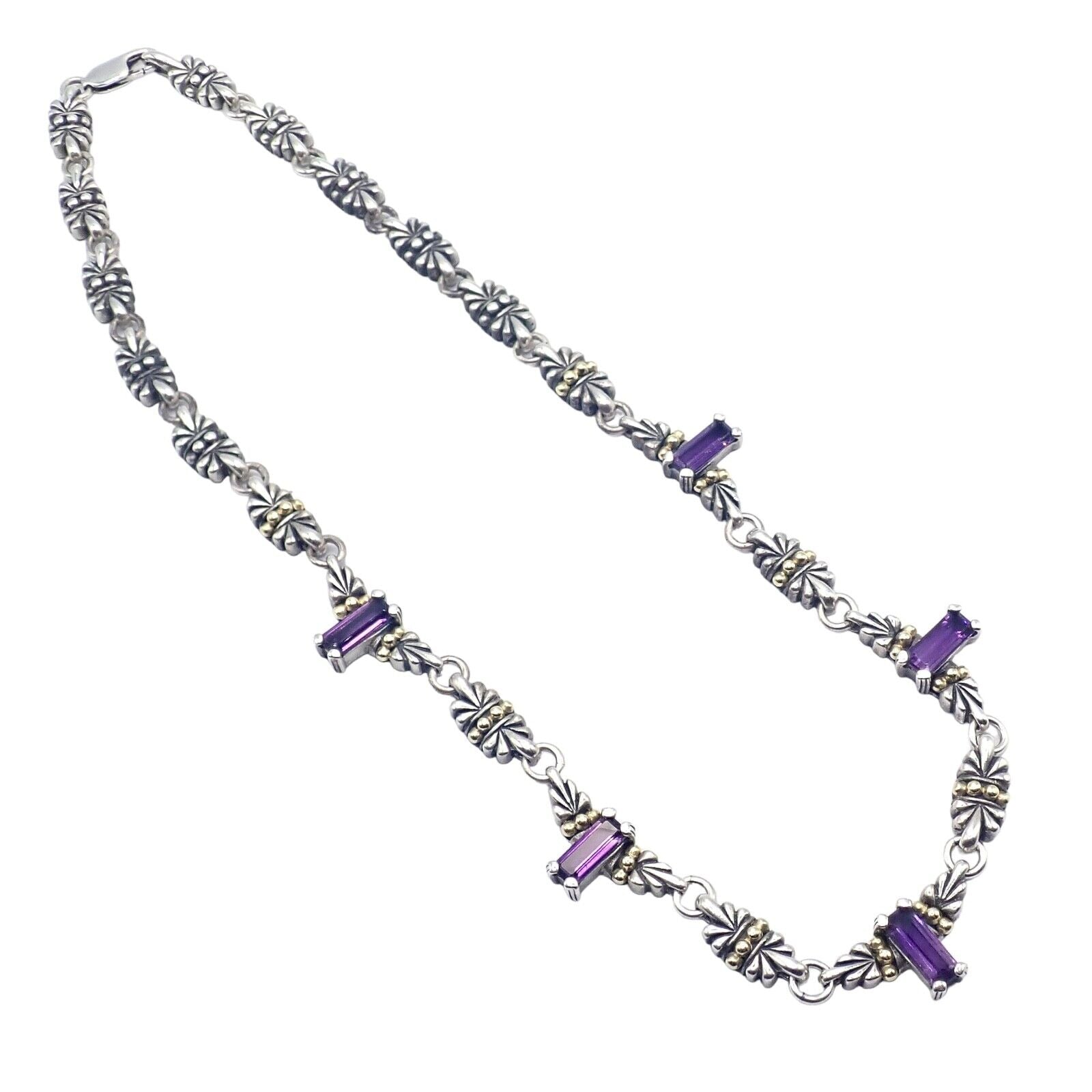 Authentic Lagos Caviar Silver & 18k Yellow Gold Amethyst Necklace | Elegant Jewelry for Women | Perfect for Weddings, Parties & Special Occasions