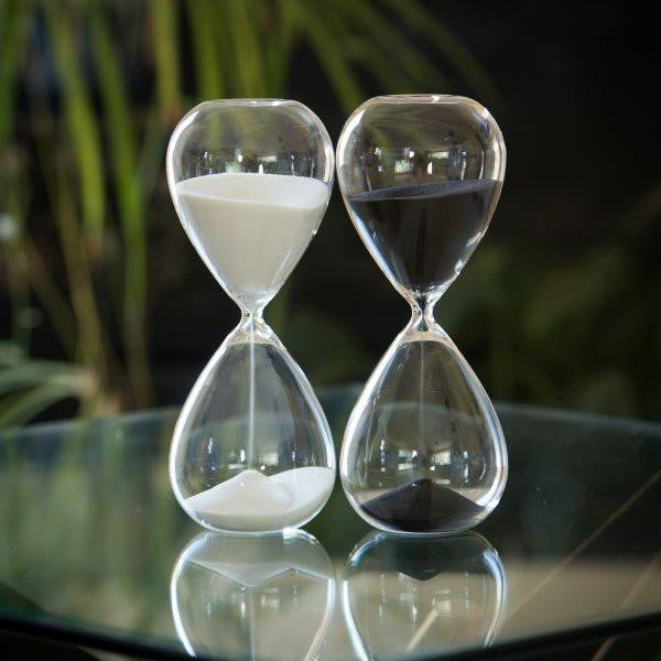 30 Minute Modern Glass Timer - Tall, Elegant Kitchen Timer for Cooking, Baking, and Productivity (Black, White, Gold) | Perfect for Home, Office, and Classroom Use