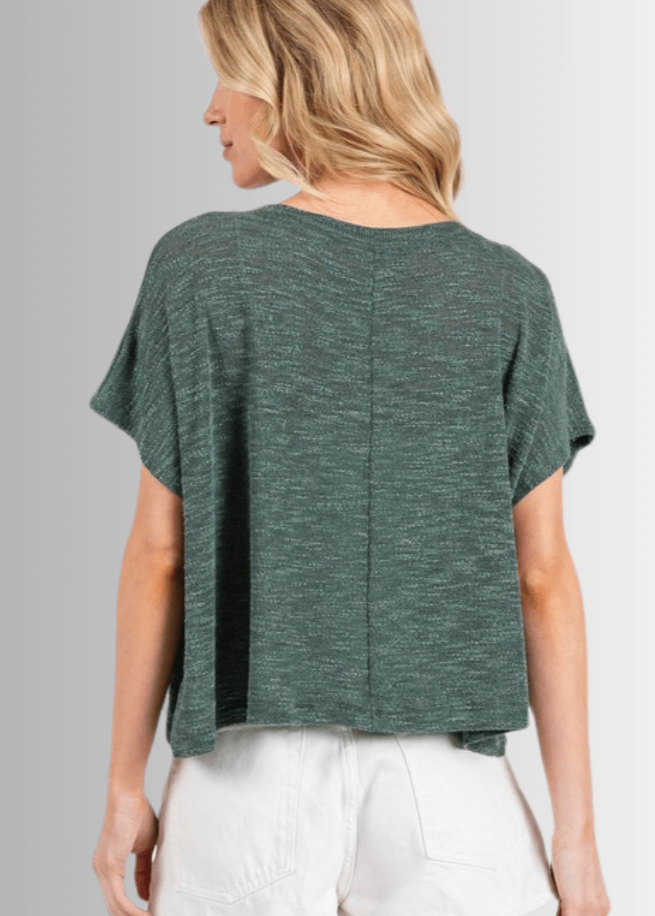 Kathryn Women's Oatmeal Round Neck Boxy Top - Casual Loose Fit Blouse for Everyday Wear, Office & Outings