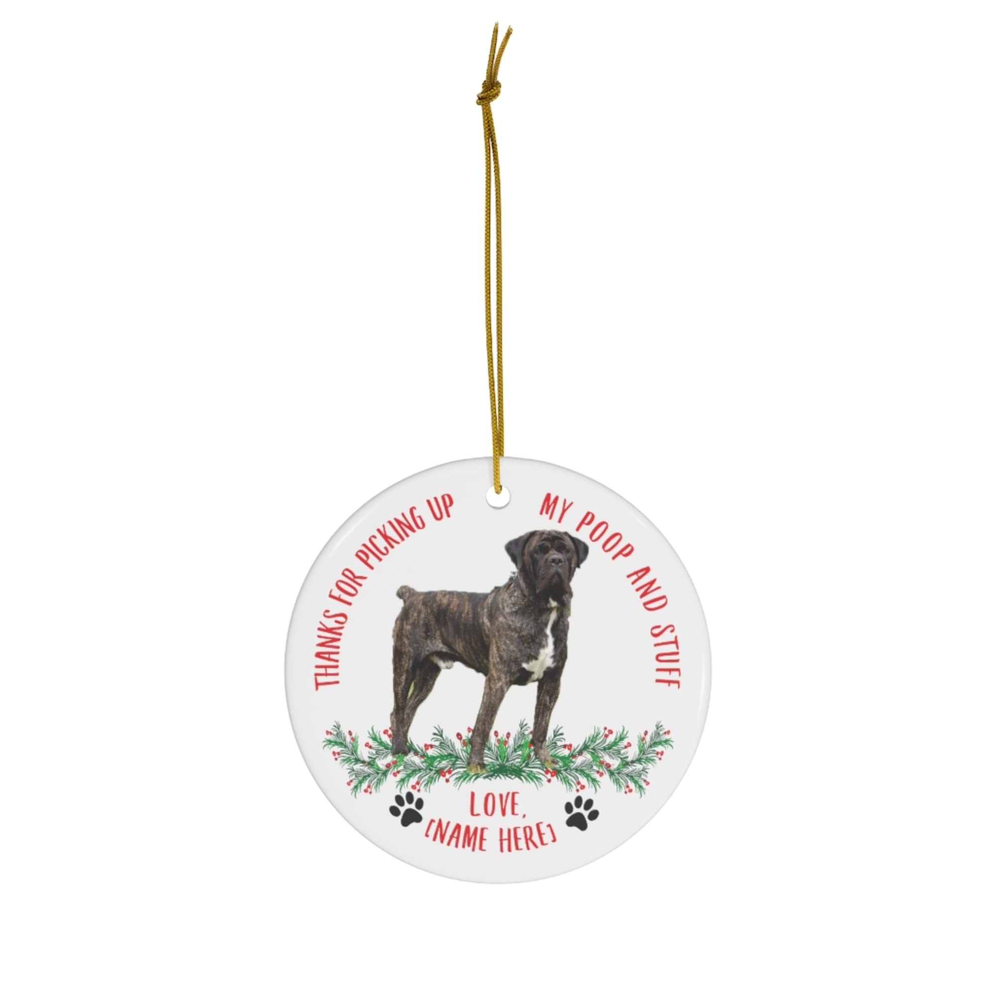 Brindle Cane Corso Dog Christmas Ornament 2024 - Ceramic Pet Lover Gift with 