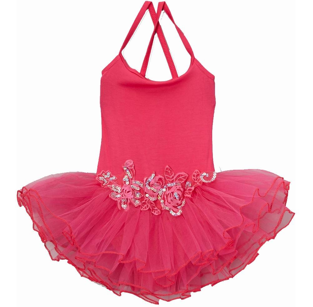Hot Pink Sequin Flower Skirted Leotard for Girls - Sparkly Dance Costume, Gymnastics Outfit & Performance Wear for Recitals, Ballet, Cheerleading & Pageants