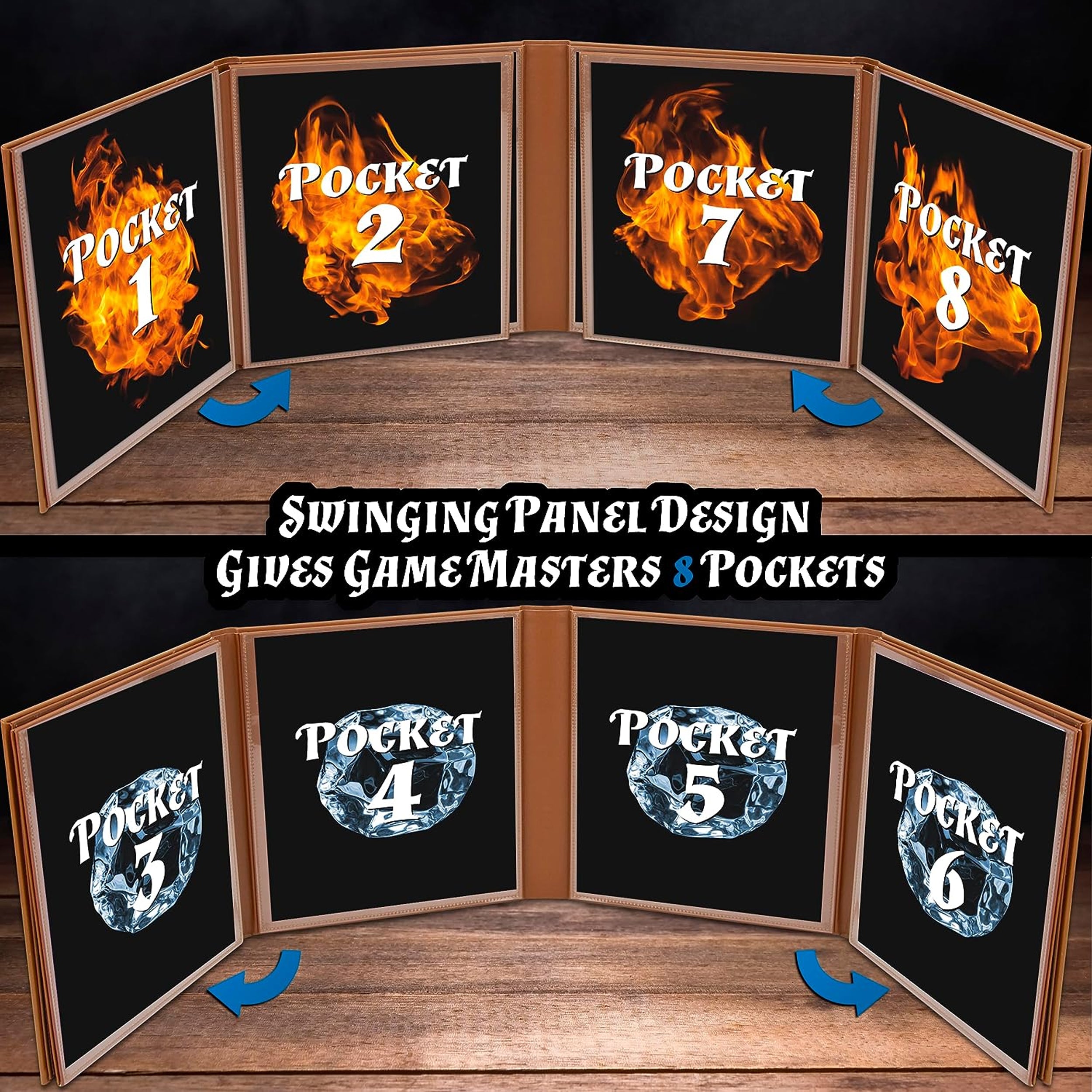 Premium 8-Panel DM Screen for Dungeon Masters | Durable Folding Game Master Screen for TTRPGs (D&D, Pathfinder) | Black/Brown/Green Options | Perfect for RPG Campaigns & Tabletop Gaming Sessions