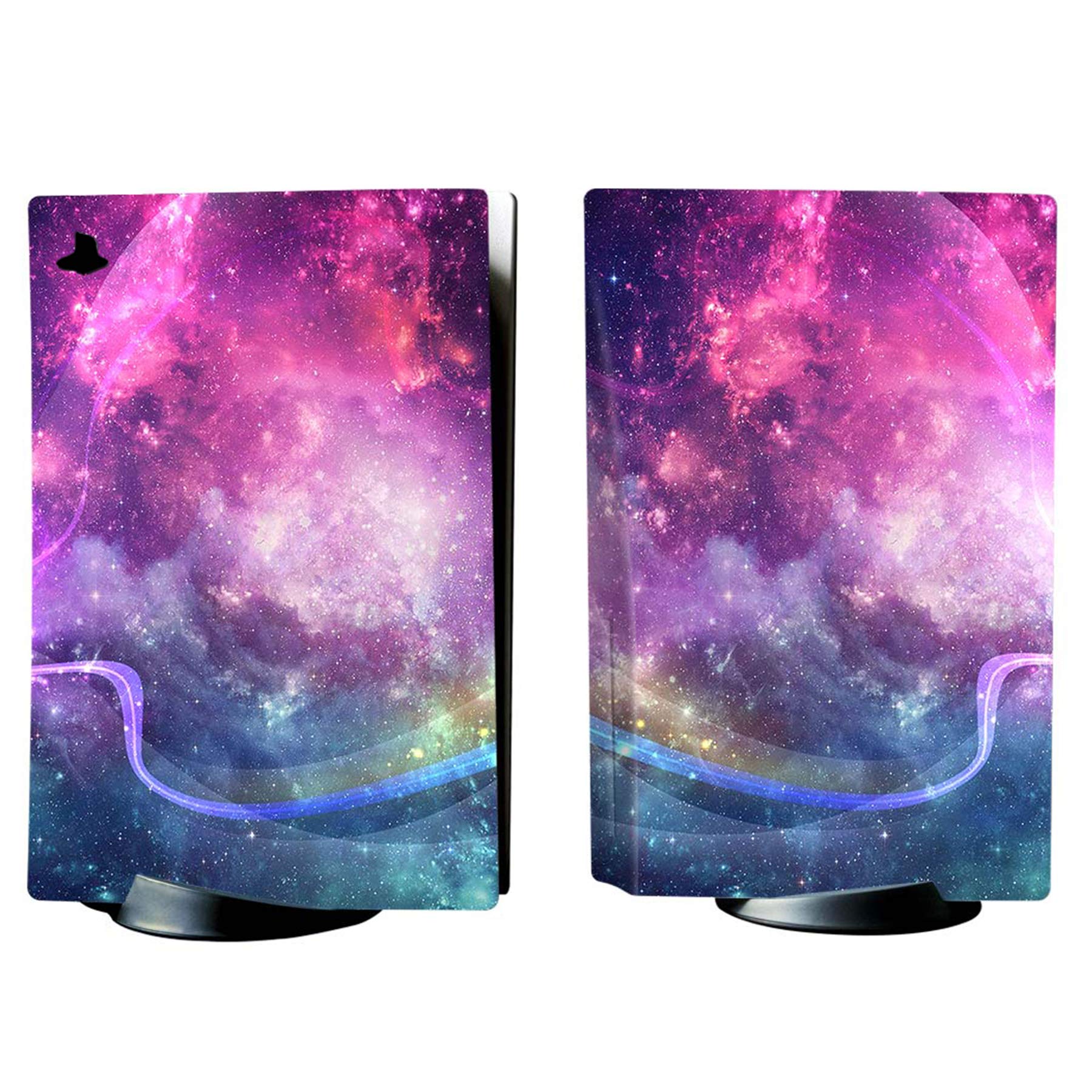 PlayVital Purple Galaxy Full Skin Decal Set for PS5 Console Disc Edition - Vinyl Sticker Cover for PS5 Controller, Charging Station, Headset & Media Remote - Gaming Accessories for Ultimate Customization & Protection