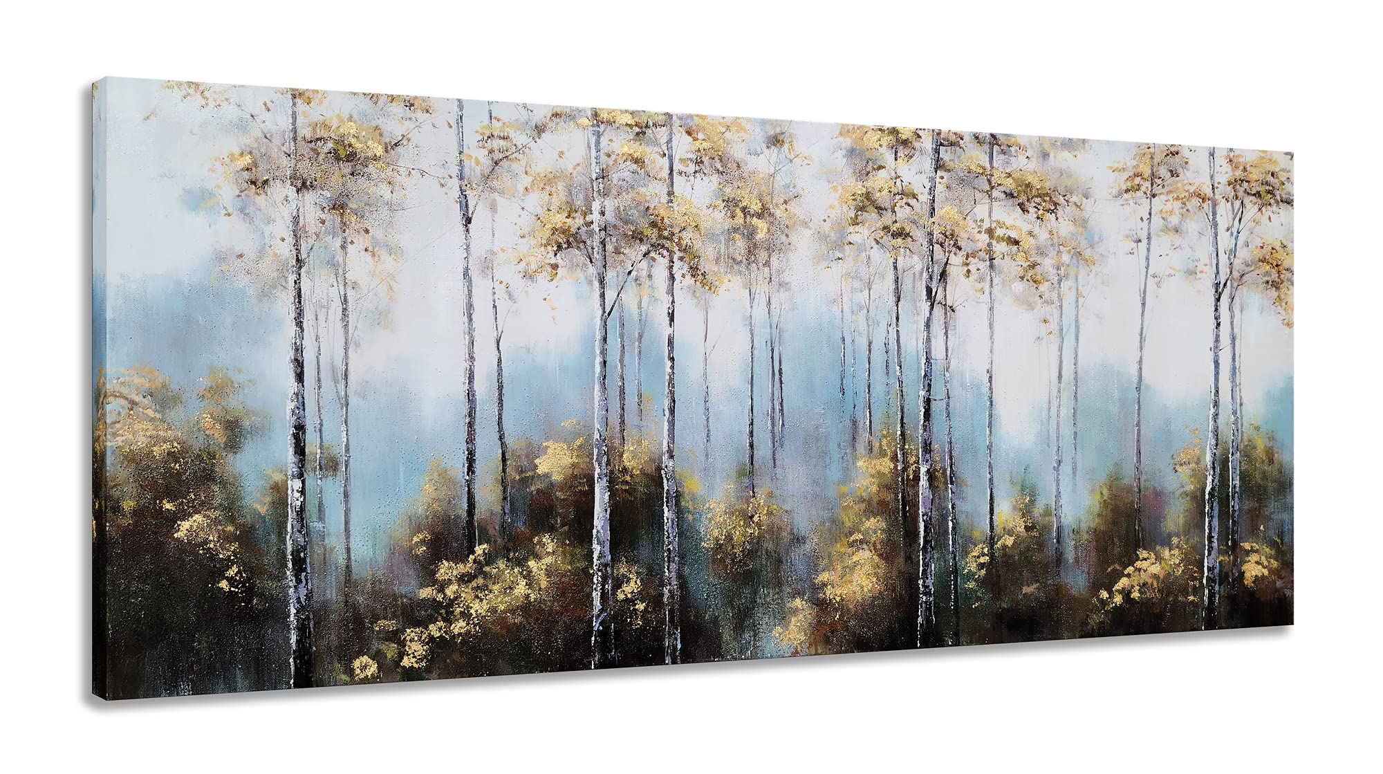 RFDEPOT ARTS Gold Foil Textured Tree Wall Art - Modern Abstract Forest Landscape Painting for Living Room, Bedroom & Bathroom Decor - Perfect for Home, Office & Gift Giving