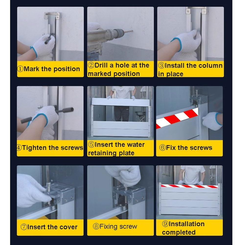 Reusable Aluminum Flood Barrier for Garage Doors - Heavy Duty Water Dam Shield, Removable Temporary Flood Wall Protection - Ideal for Home, Business & Storm Preparedness