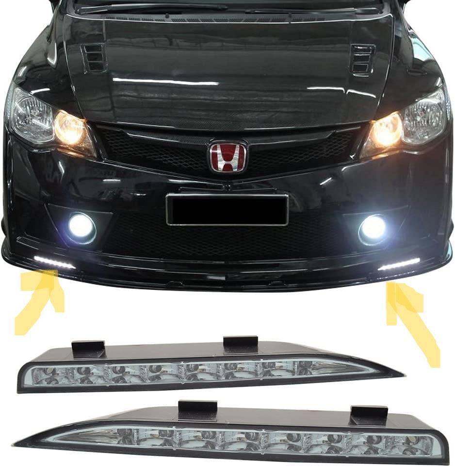 2006-2011 Honda Civic Mugen RR Bumper Daytime Running Lights - Clear Lens Replacement - Perfect for Night Driving & Car Customization