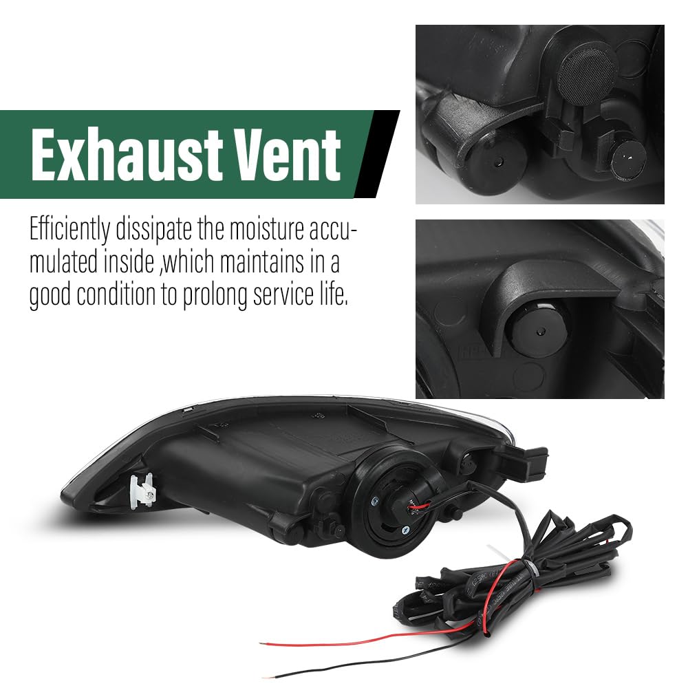 GRAND ORANGE LED Fog Lights Kit - Compatible with Toyota Corolla 2001-2008 & Camry 2002-2004 - Driver & Passenger Side Replacement - Clear Lens LED Fog Lamps - Enhance Visibility in Rain, Fog & Night Driving