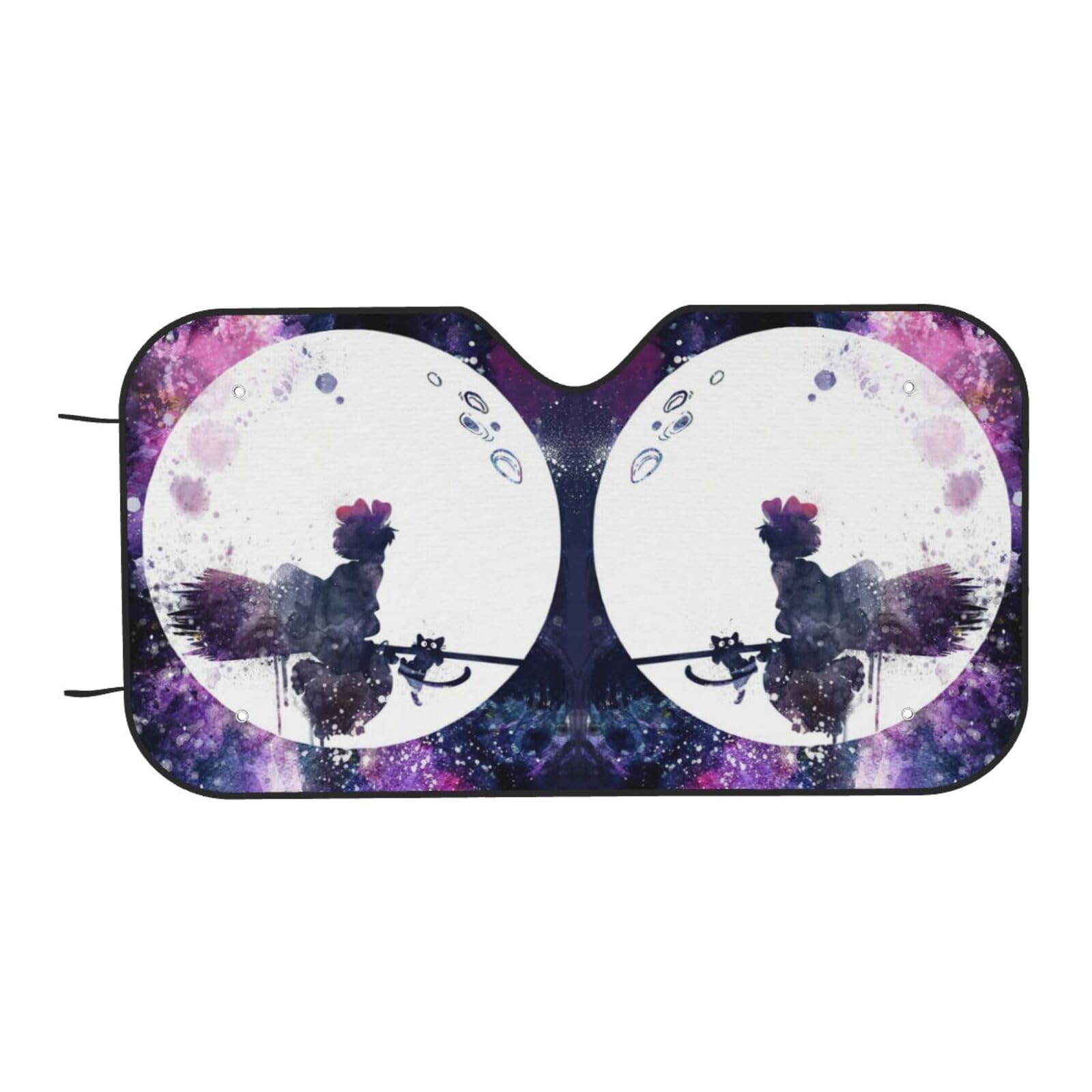 Foldable Car Windshield Sun Shade 29.9x55 Inches - UV Protection Sun Visor for Kiki Cat Delivery Service & All Vehicles | Perfect for Summer Parking, Heat Reduction & Interior Protection