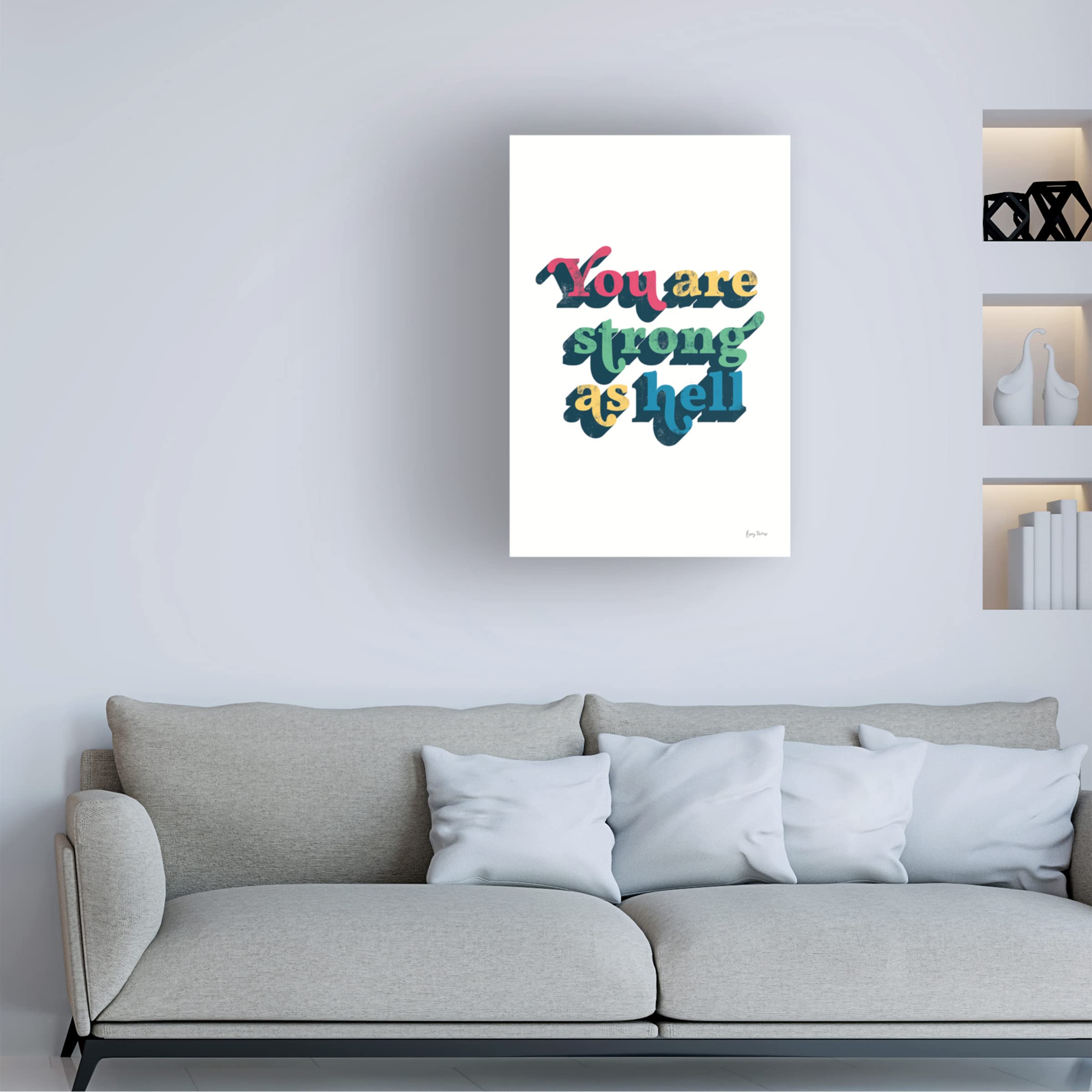 Becky Thorns 'Rainbow You Are Strong Bold' 16x24 Inch Inspirational Canvas Wall Art - Perfect for Home Decor, Office Motivation & Gift Giving