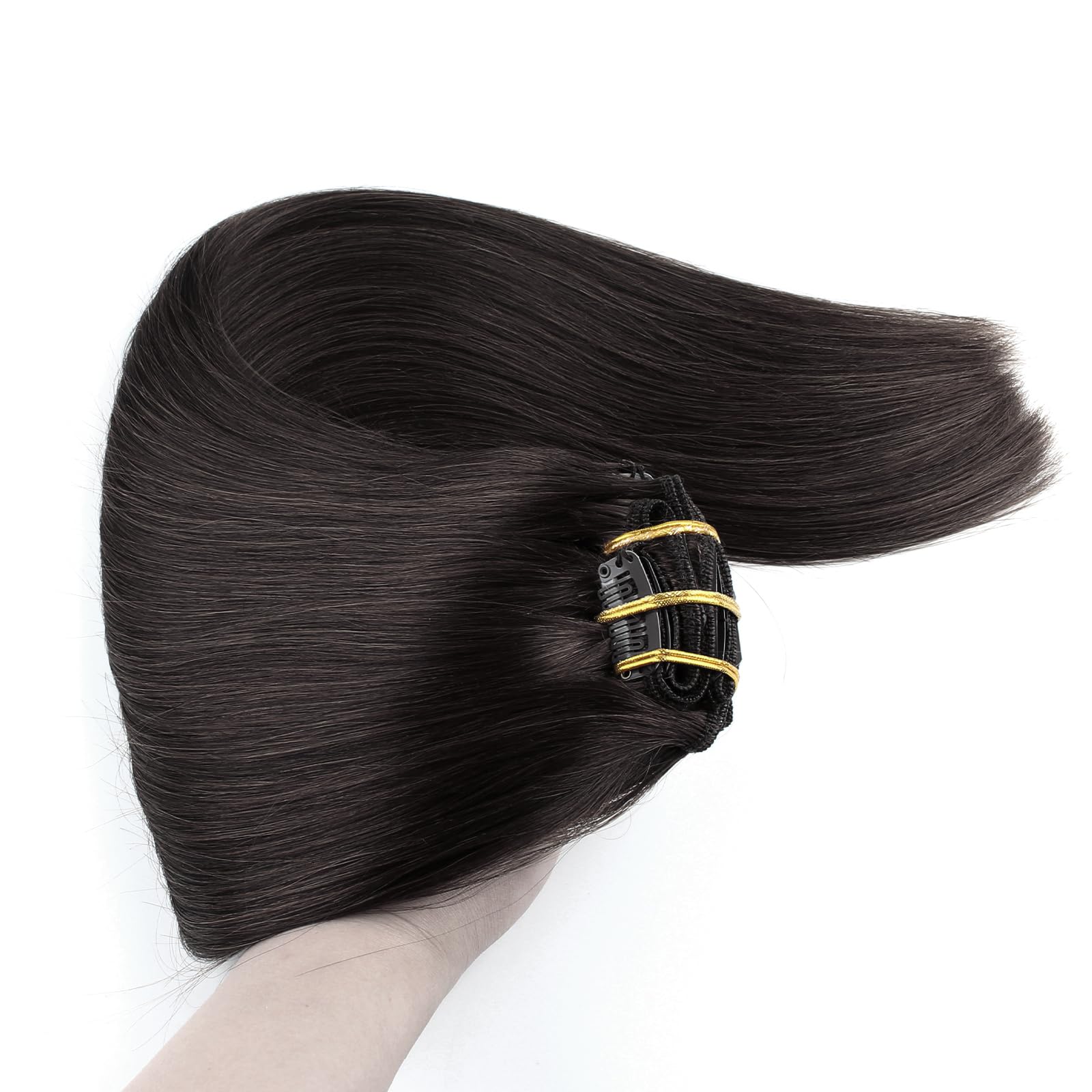 SixStarHair 22 Inch Black Clip In Hair Extensions - 240g Full Head Thick Natural Human Hair Wefts with 21 Clips (10 Pieces) - Easy to Install for Volume & Length - Perfect for Parties, Weddings & Daily Styling