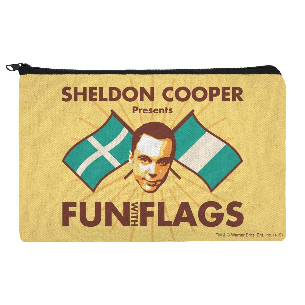 The Big Bang Theory Sheldon Cooper Fun with Flags Cosmetic Bag - Travel Makeup Organizer Pouch for Fans, Gifts & Daily Use