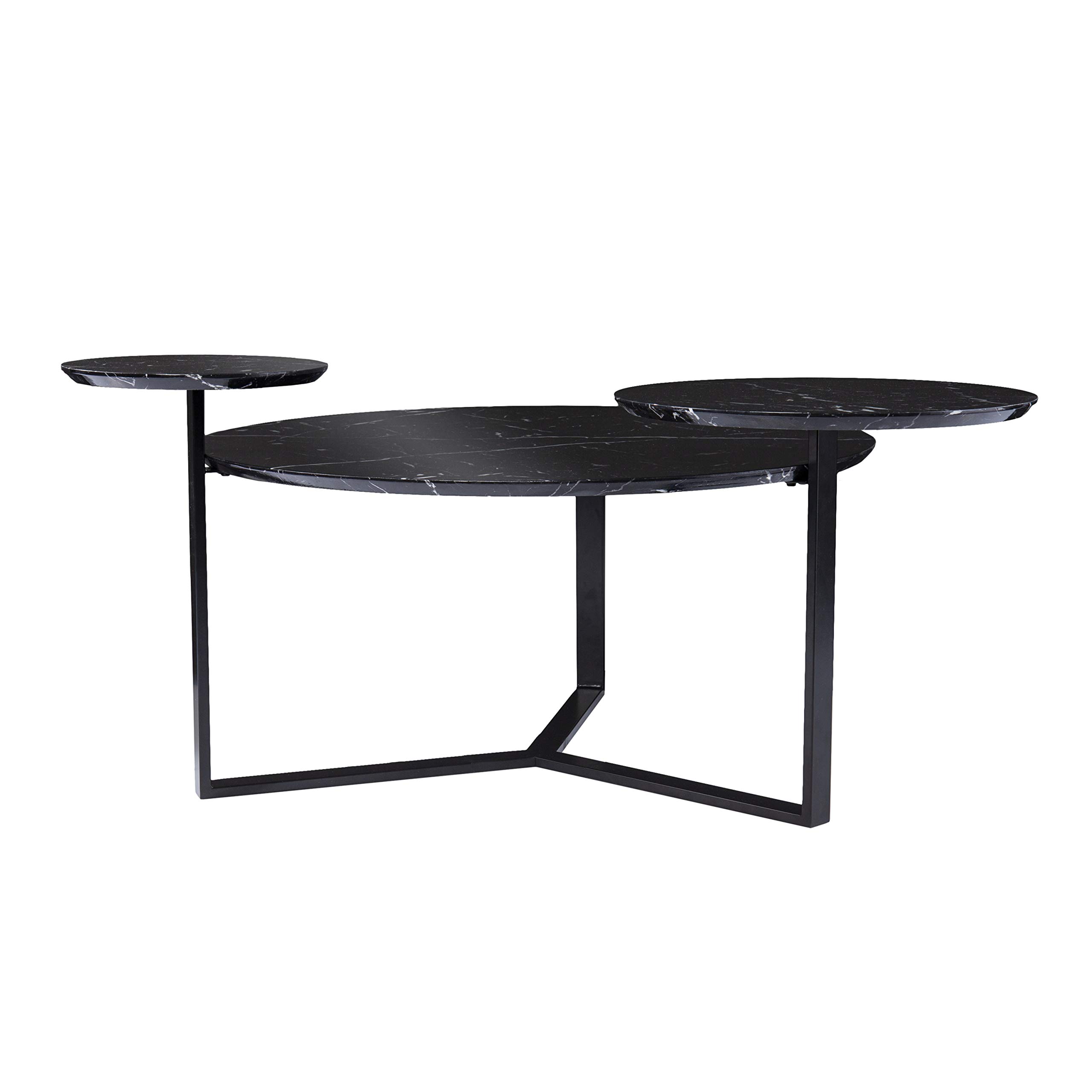 SEI Furniture Saxelby Modern Faux Marble Coffee Table - Black | Contemporary Living Room Centerpiece for Small Spaces & Apartments