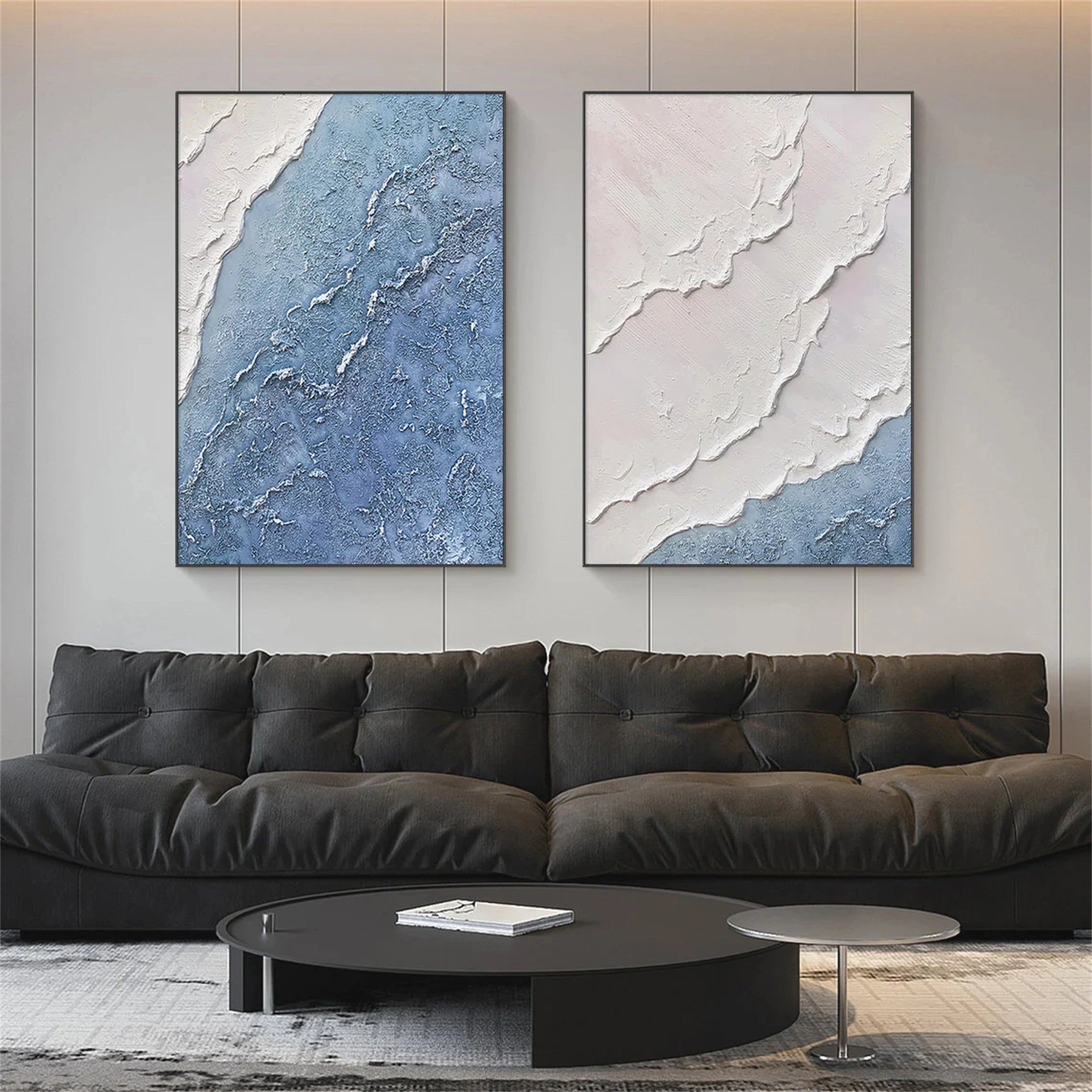 Ocean and Sky Wall Art Set of 2 - Modern Coastal Paintings for Living Room & Bedroom Decor | Beach Themed Home Office Artwork | Ready to Hang Canvas Prints