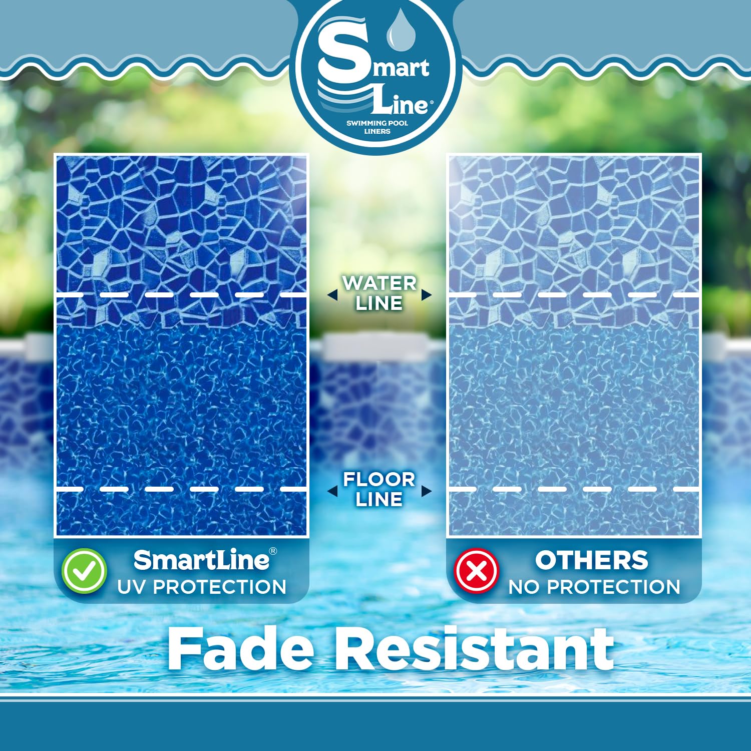 Smartline 15x24 ft Oval Above Ground Pool Liner - Cracked Glass Design, Overlap Style, 48-52 Inch Wall Height, 25 Gauge Heavy Duty Virgin Vinyl for Steel Sided Pools | Perfect for Backyard Swimming, Summer Relaxation & Family Fun