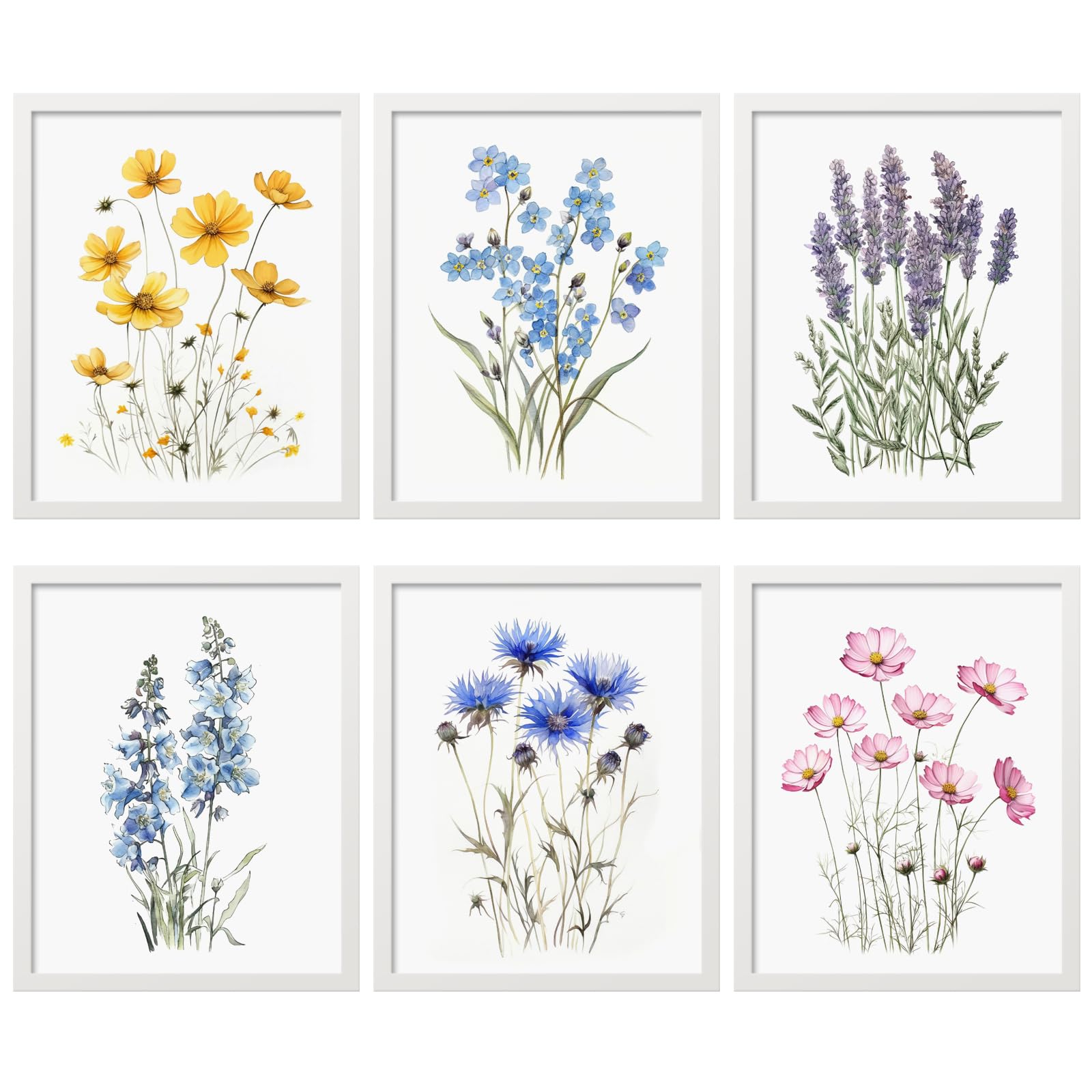 JveeLinn Floral Wall Art Set of 6 - 8x10 Unframed Botanical Posters, Plant Prints & Canvas Wall Decor for Living Room, Bedroom | Nature-Inspired Home Decor for Modern Interiors, Housewarming Gifts & Office Decoration