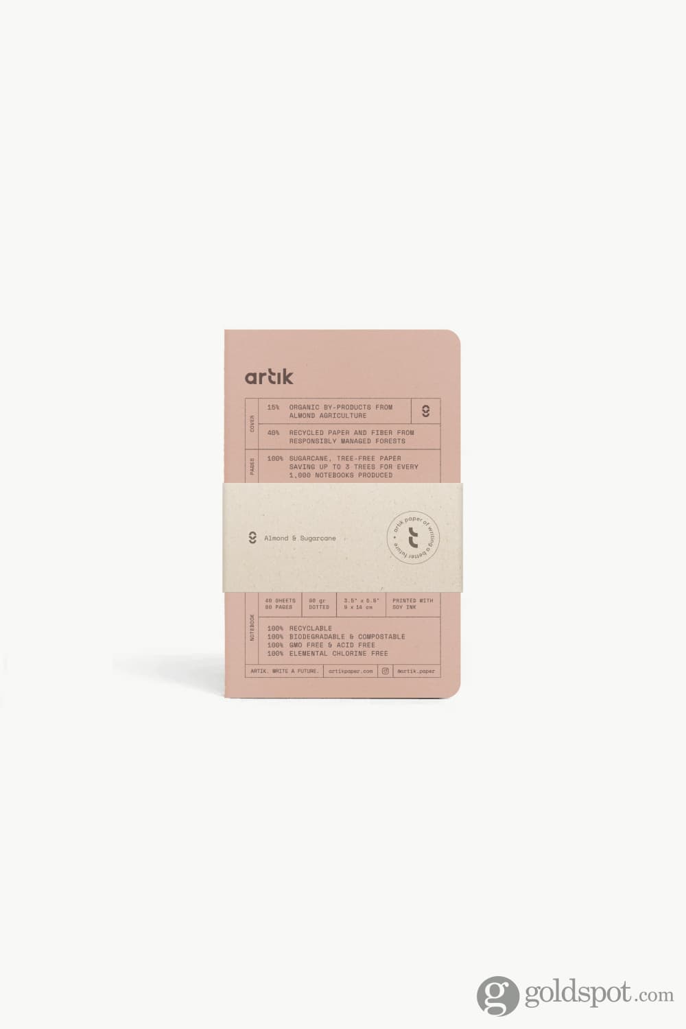 Artik Pack of 3 Almond-Colored Pocket Singer Sewn Notebooks - Perfect for Journaling, Sketching & Note-Taking at School, Office or Travel