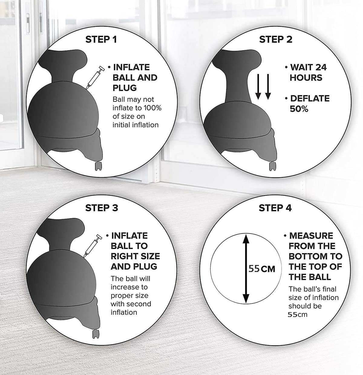 RSTJ-Sjap Balance Ball Chair - Ergonomic Yoga Ball Chair for Home & Office, Includes Air Pump - Perfect for Active Sitting, Core Workouts, and Posture Improvement