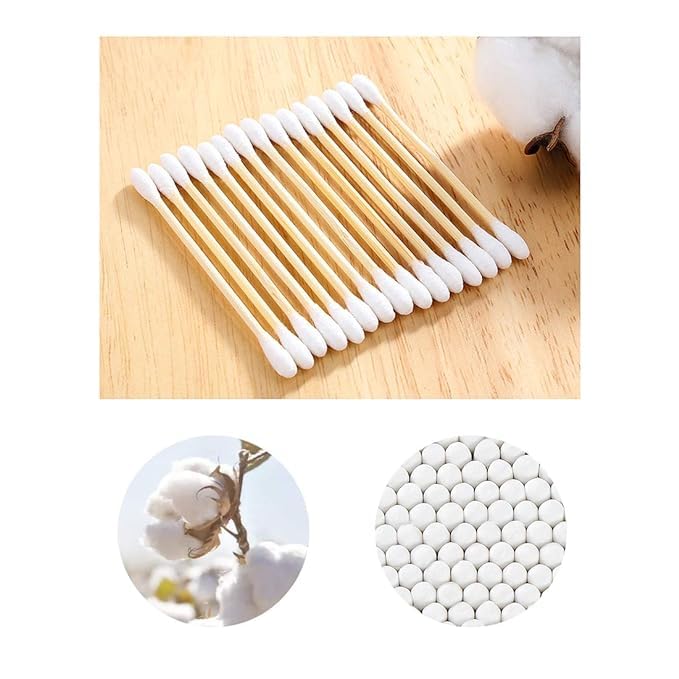 Organic Bamboo Cotton Swabs for Ear Cleaning - 100% Pure & Soft Premium Cotton Buds, 1500 Sticks (3000 Tips) - Gentle Baby Hygiene & Care, Eco-Friendly Ear Cleaner - Perfect for Makeup Removal, First Aid, and Crafting (Pack of 20)
