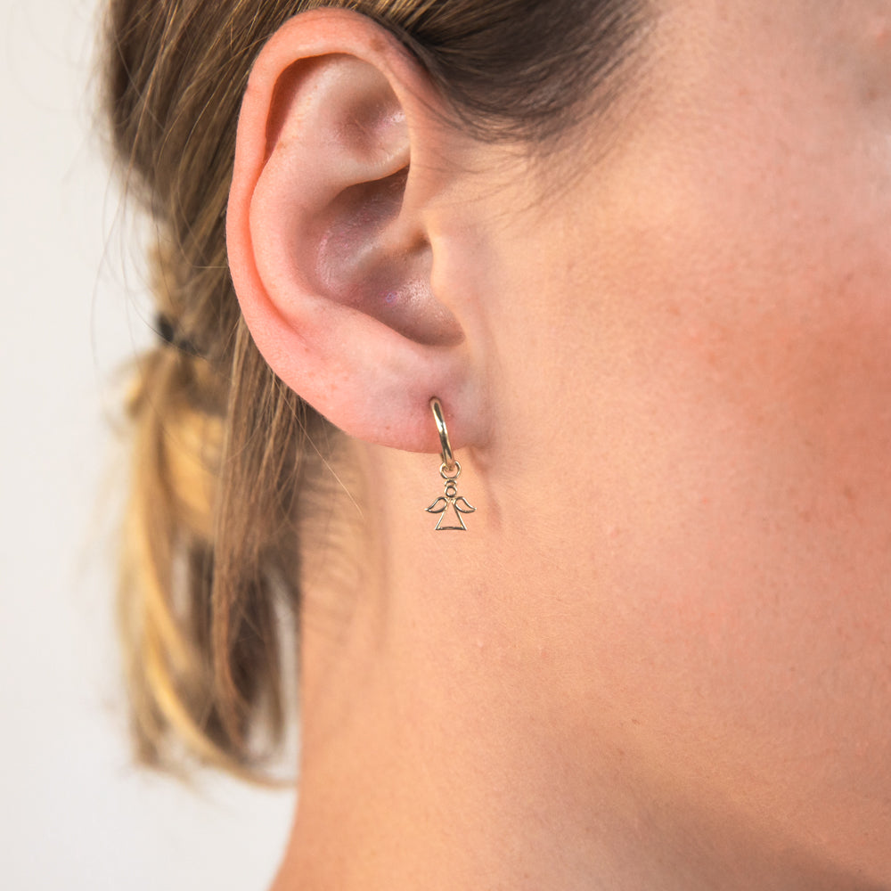 9ct Yellow Gold Angel Sleeper Earrings for Women - Hypoallergenic & Comfortable - Perfect for Everyday Wear, Gifts & Special Occasions