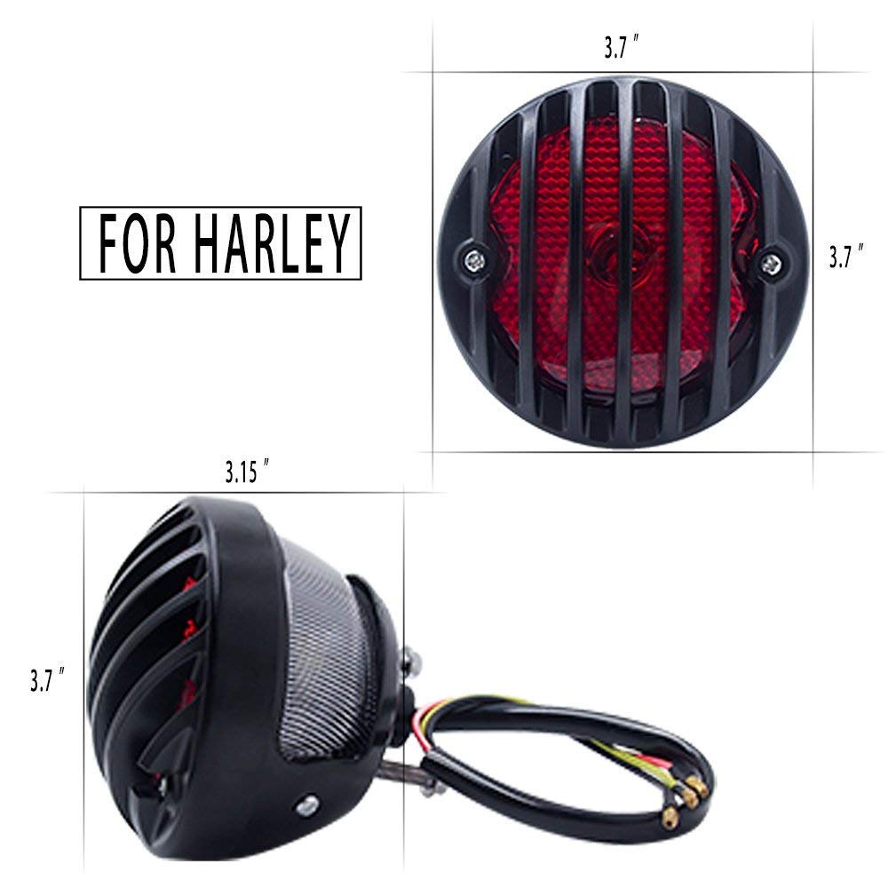 Universal Motorcycle Tail Light & License Plate Bracket - Side Mount Grill Design for Bobber, Chopper - Compatible with Yamaha, Suzuki, Kawasaki & Custom Bikes - Perfect for Night Riding & Motorcycle Modifications