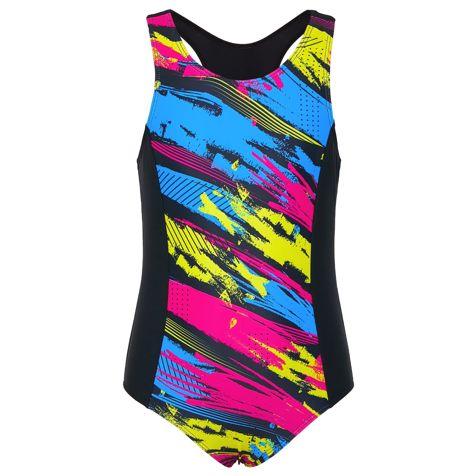 Play Tailor Girls One Piece Swimsuit - Racerback Sports Bathing Suit for Swimming, Beach & Pool Activities | Comfortable Swimwear for Active Kids