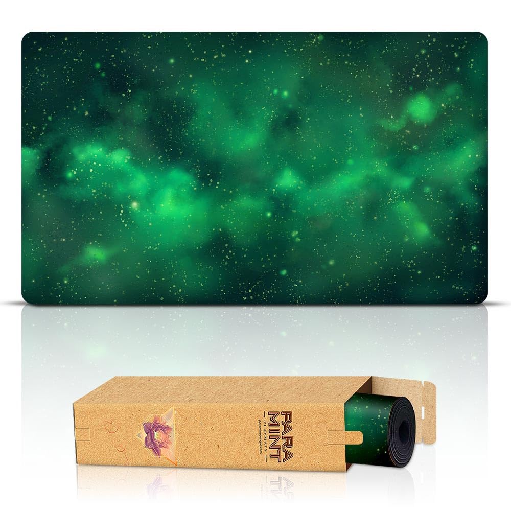 Cosmic Green Stitched MTG Playmat - Premium Magic The Gathering Game Mat for MTG, YuGiOh & TCG - Original Art Design Gaming Accessory - Perfect for Card Game Tournaments & Casual Play