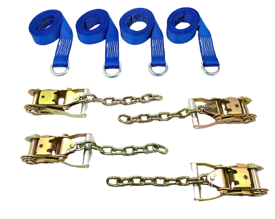 2-Pack 10' Diamond Weave Lasso Wheel Lift Straps with Chain Tail Ratchets - Heavy Duty Towing & Recovery Straps for Trucks, ATVs, UTVs, and Off-Road Vehicles (4-Pack)