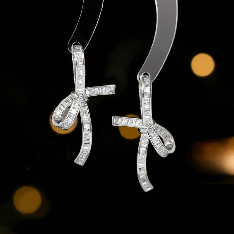 14K Gold Plated Bow Ribbon Clip-On Hoop Earrings for Women | Elegant Dangle Earrings for Parties, Weddings & Daily Wear | A7423