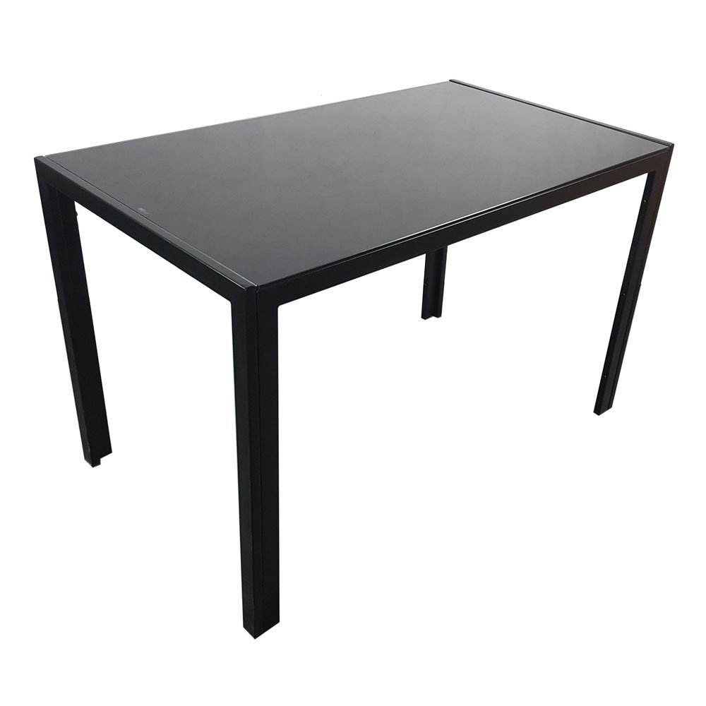 MengK Modern 4-Piece Tempered Glass & Iron Dining Table Set - Black - Perfect for Small Spaces, Apartments, and Contemporary Home Decor