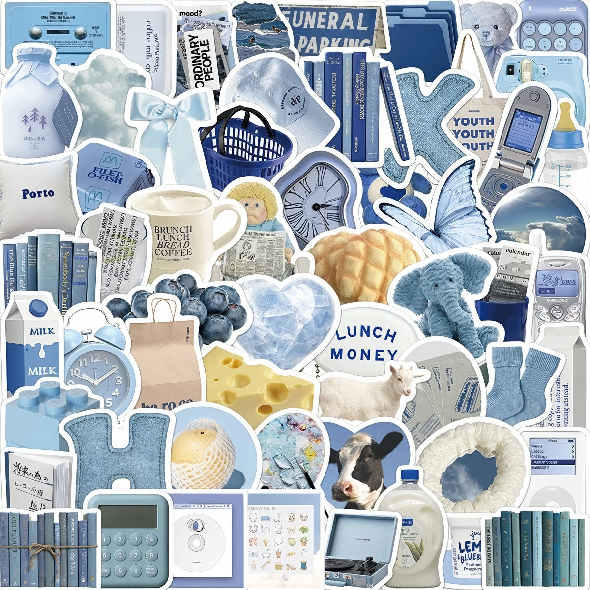 Bluecore Aesthetic Sticker Pack - 50 Unique Vinyl Decals for Laptops, Phones & Water Bottles - Perfect for DIY Crafts, Journaling & Personalizing Accessories