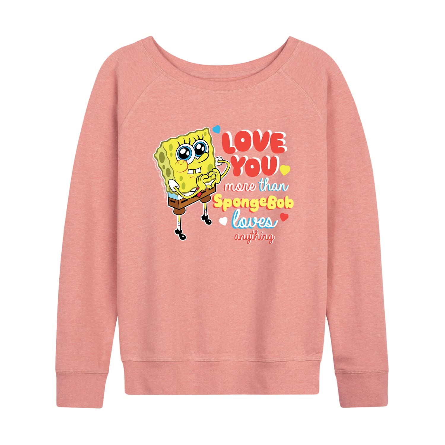 SpongeBob SquarePants Valentine's Day Women's Lightweight French Terry Pullover Hoodie | Cute Cartoon Sweatshirt for Casual Wear & Gift Giving