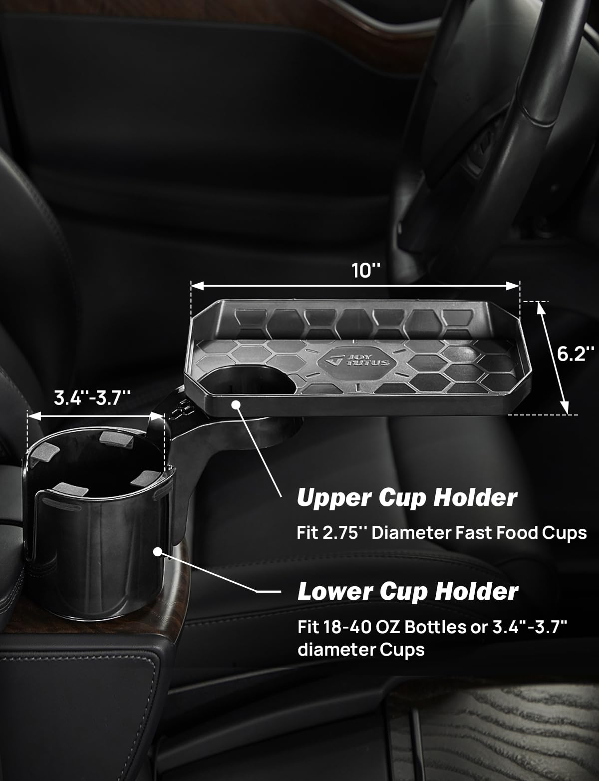 JoyTutus Car Cup Holder Expander - 360° Rotating Adjustable Cup Holder Tray for 18-40 oz Travel Mugs & Tumblers (Fits 2.75-3.25