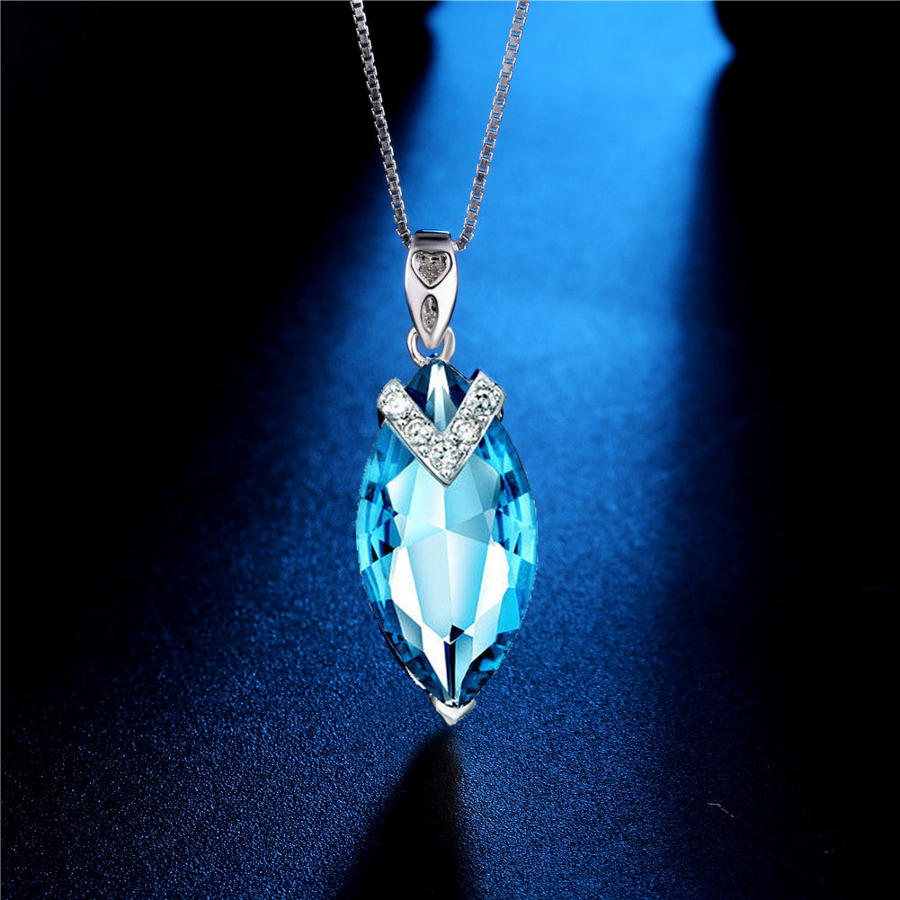 925 Sterling Silver Marquise Birthstone Pendant Necklace for Women - Elegant Mother's Day Gift, Anniversary Present & Birthday Jewelry - Perfect for Special Occasions & Everyday Wear