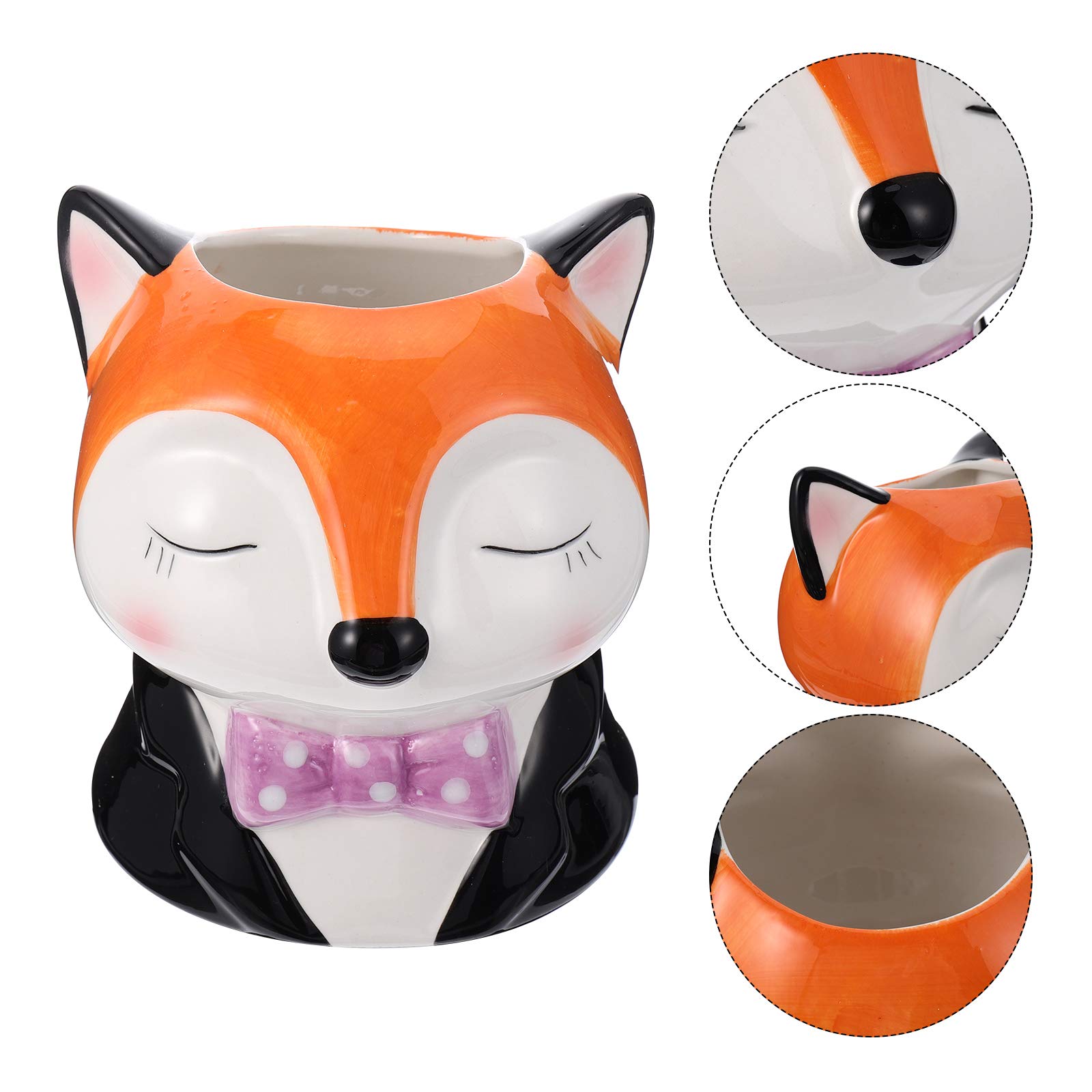 Fox-Shaped Ceramic Planter Pot for Succulents & Cactus – Cute Cartoon Flower Pot for Home Decor, Office Desk, or Garden Planting