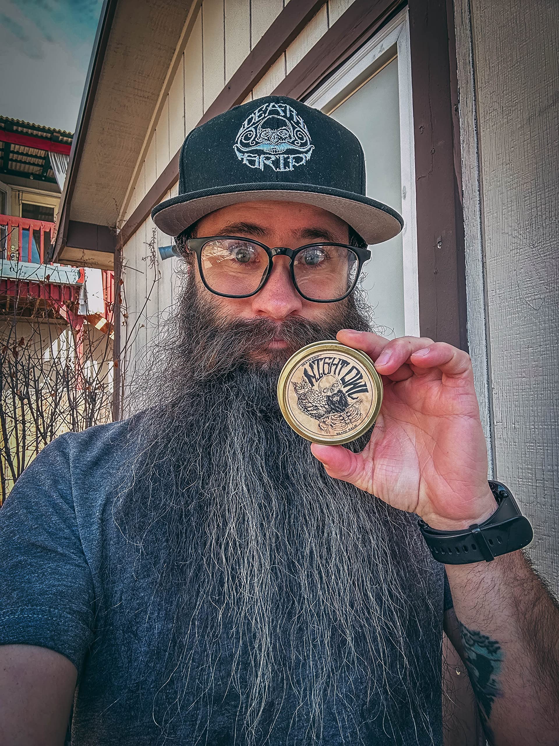 Death Grip Citrus Scented Beard Balm & Conditioner - 2oz for Soft, Healthy Facial Hair | Nighttime Grooming & Moisturizing for Beards