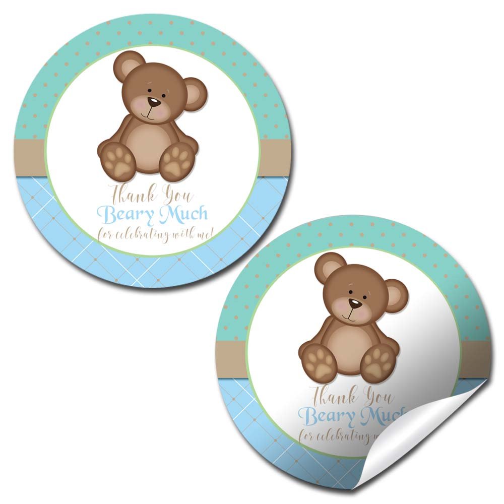 Adorable Teddy Bear Birthday Party Thank You Stickers - 40 Pack 2