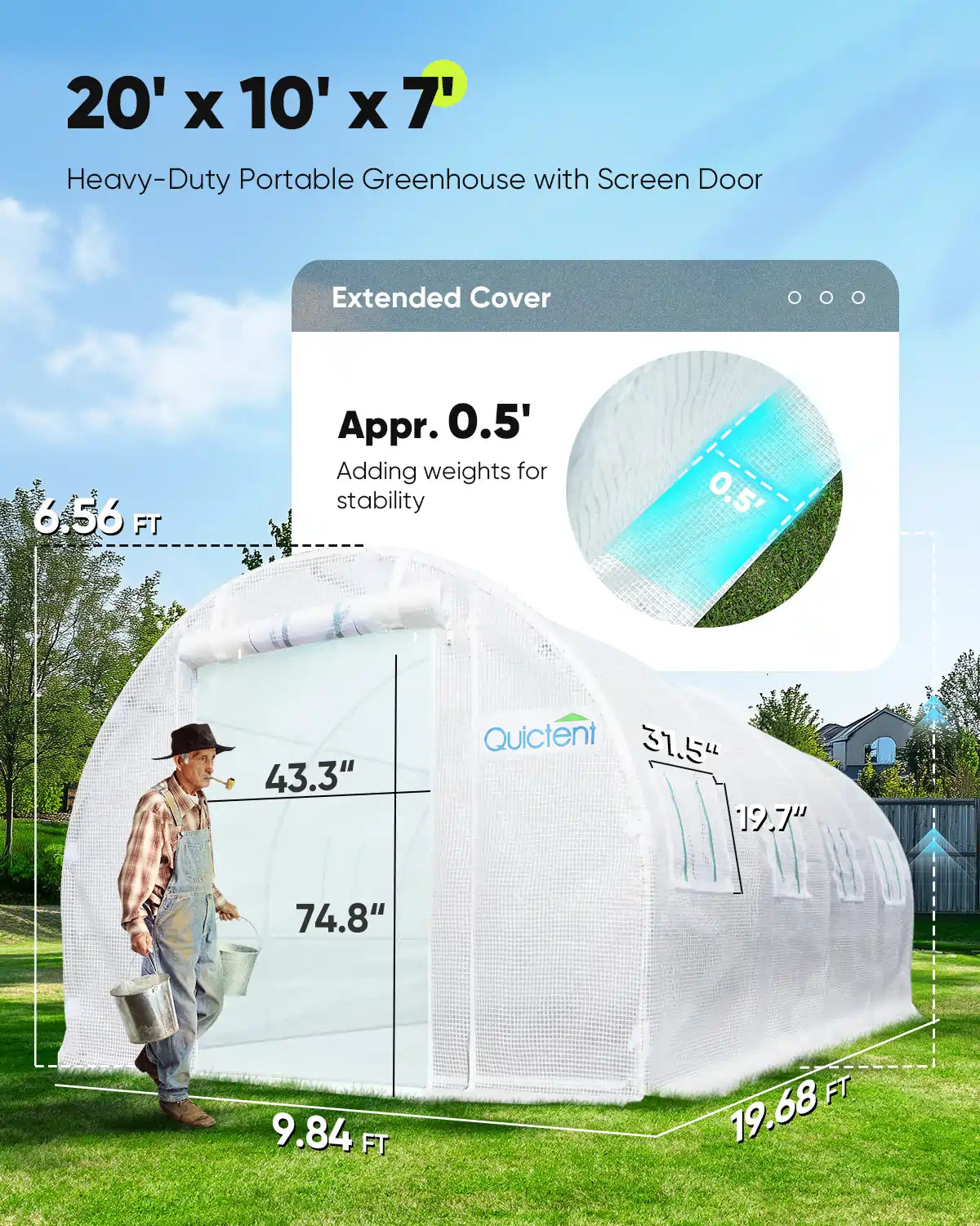 20' x 10' x 7' Heavy Duty Large Greenhouse Kit for Outdoor Gardening - Perfect for Growing Vegetables, Flowers & Plants All Year Round