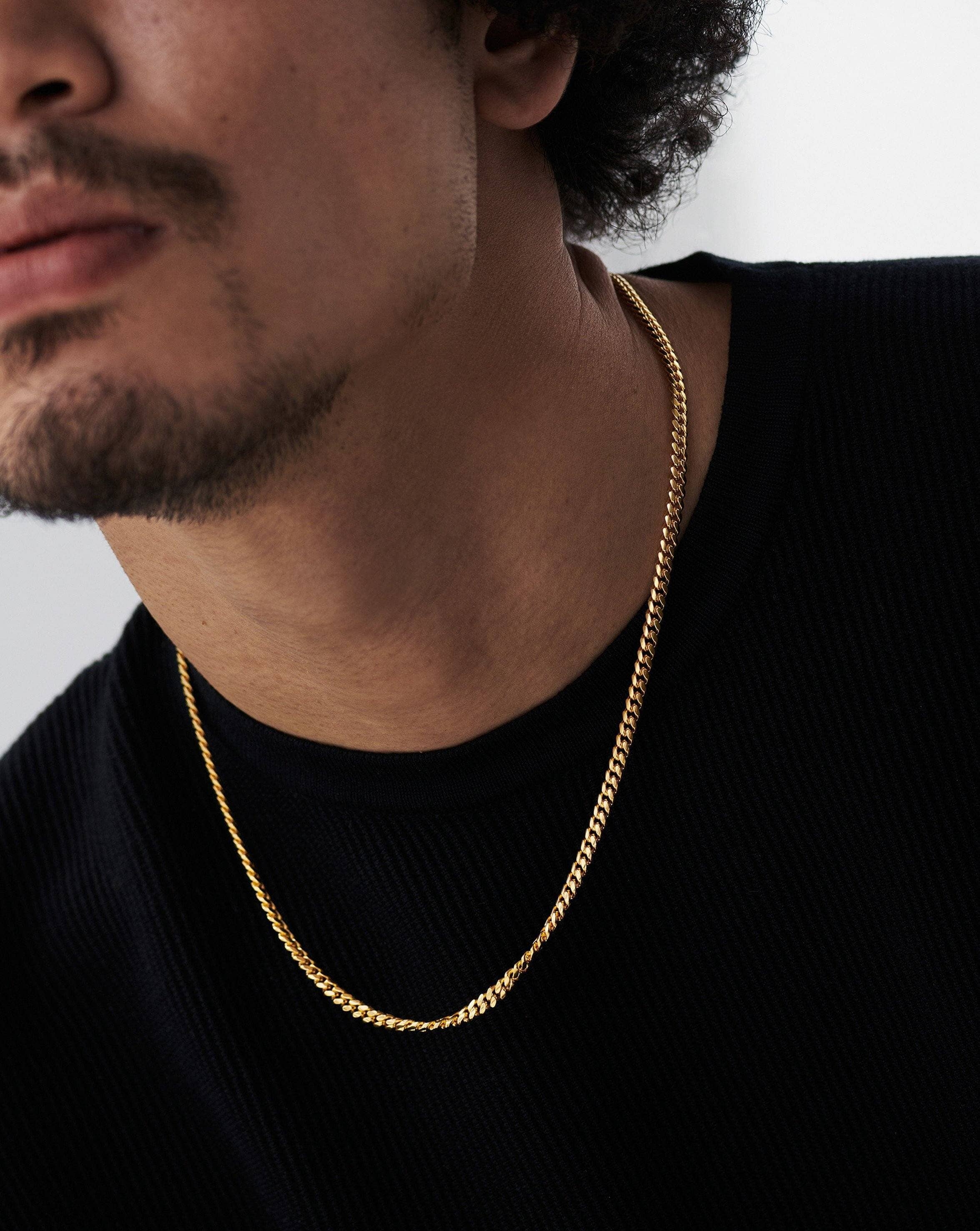 Men's Round Curb Chain Necklace - 14K Gold Plated Stainless Steel Hip Hop Jewelry for Men - Perfect for Casual Wear, Parties & Gifts