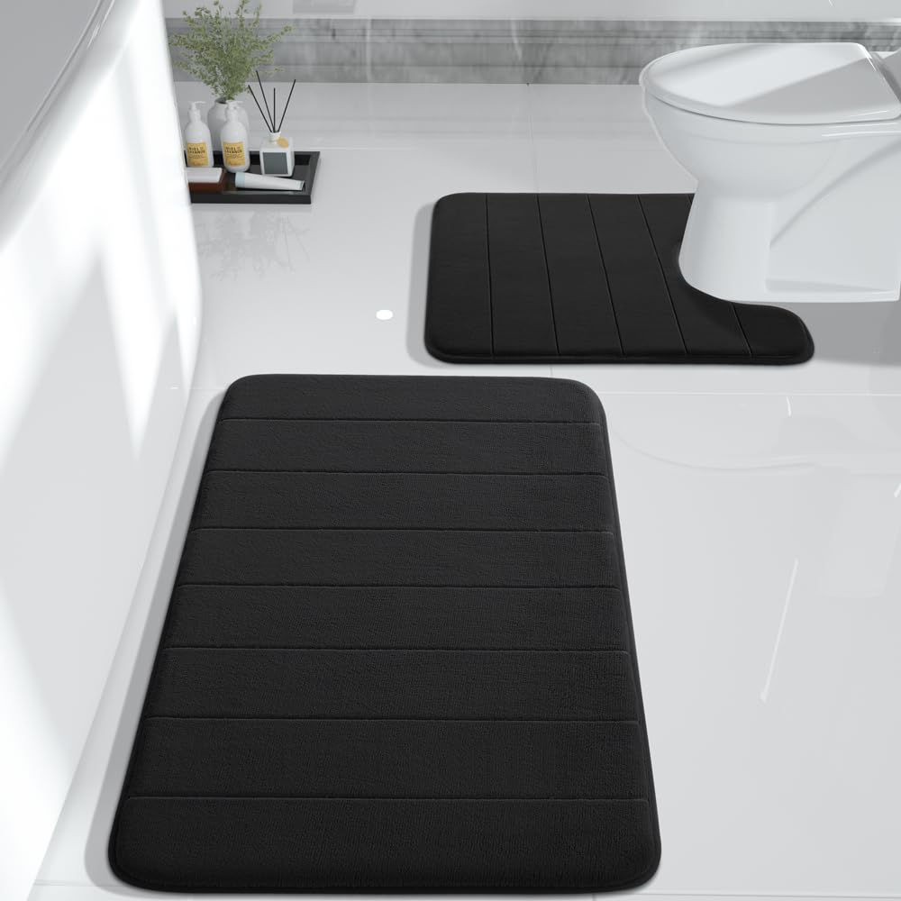 Yimobra 2-Piece Memory Foam Bath Mat Set - Ultra Soft Non-Slip Bathroom Rugs (31.5