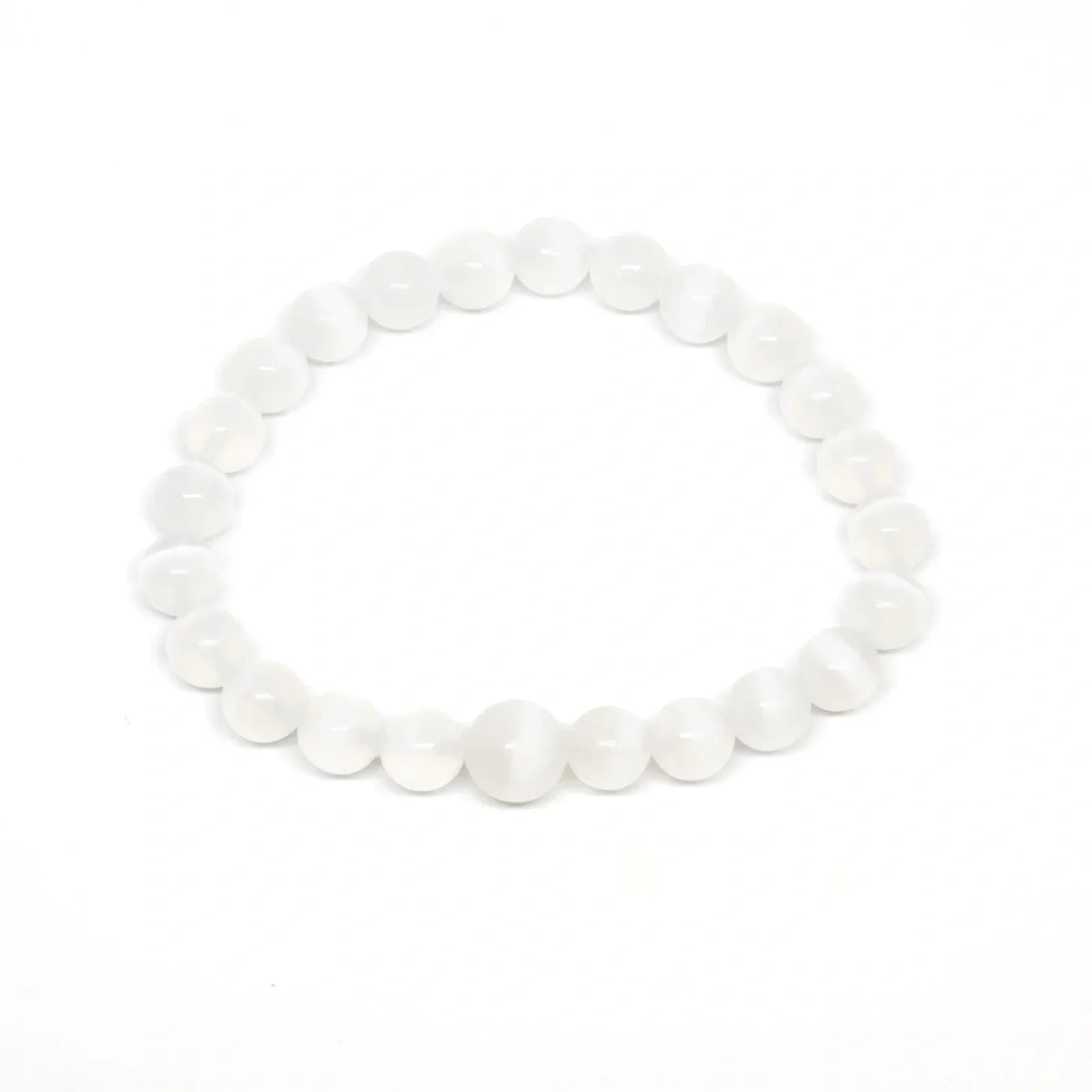 Healing Selenite Beaded Bracelet - 4mm Natural Stone Mala Wrist Prayer Beads for Kids & Adults - Meditation, Yoga, Stress Relief & Positive Energy
