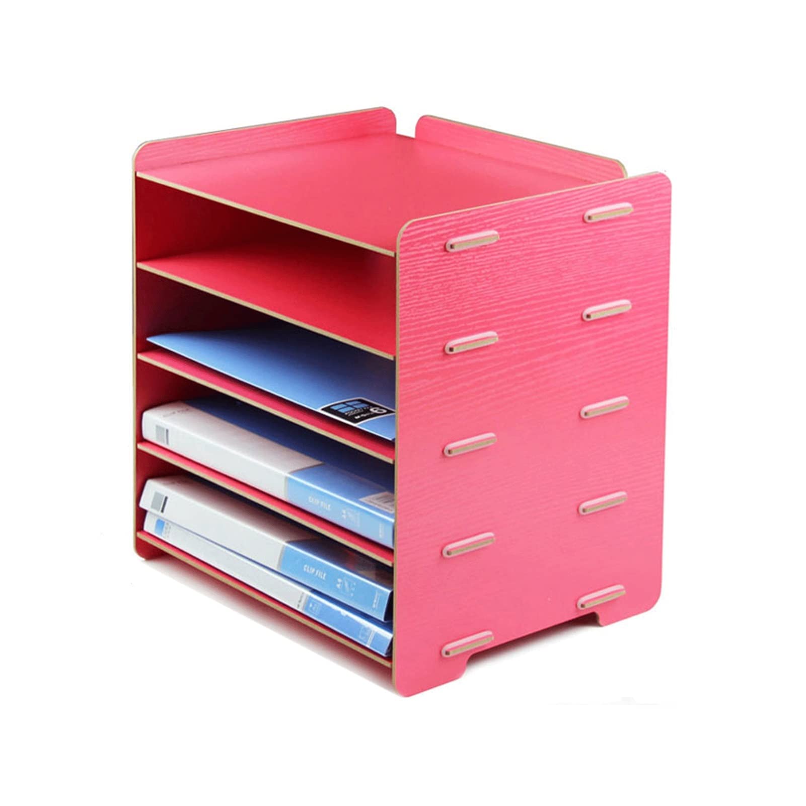 TOMYEUS Wooden File Folder Rack - 5-Tier Desktop Organizer for Office Documents, Magazines & Data Storage - Space-Saving File Organizer for Home & Office Workspaces (5 Colors Available) - Perfect for Desk Organization, Paper Management & Office Supplies Storage